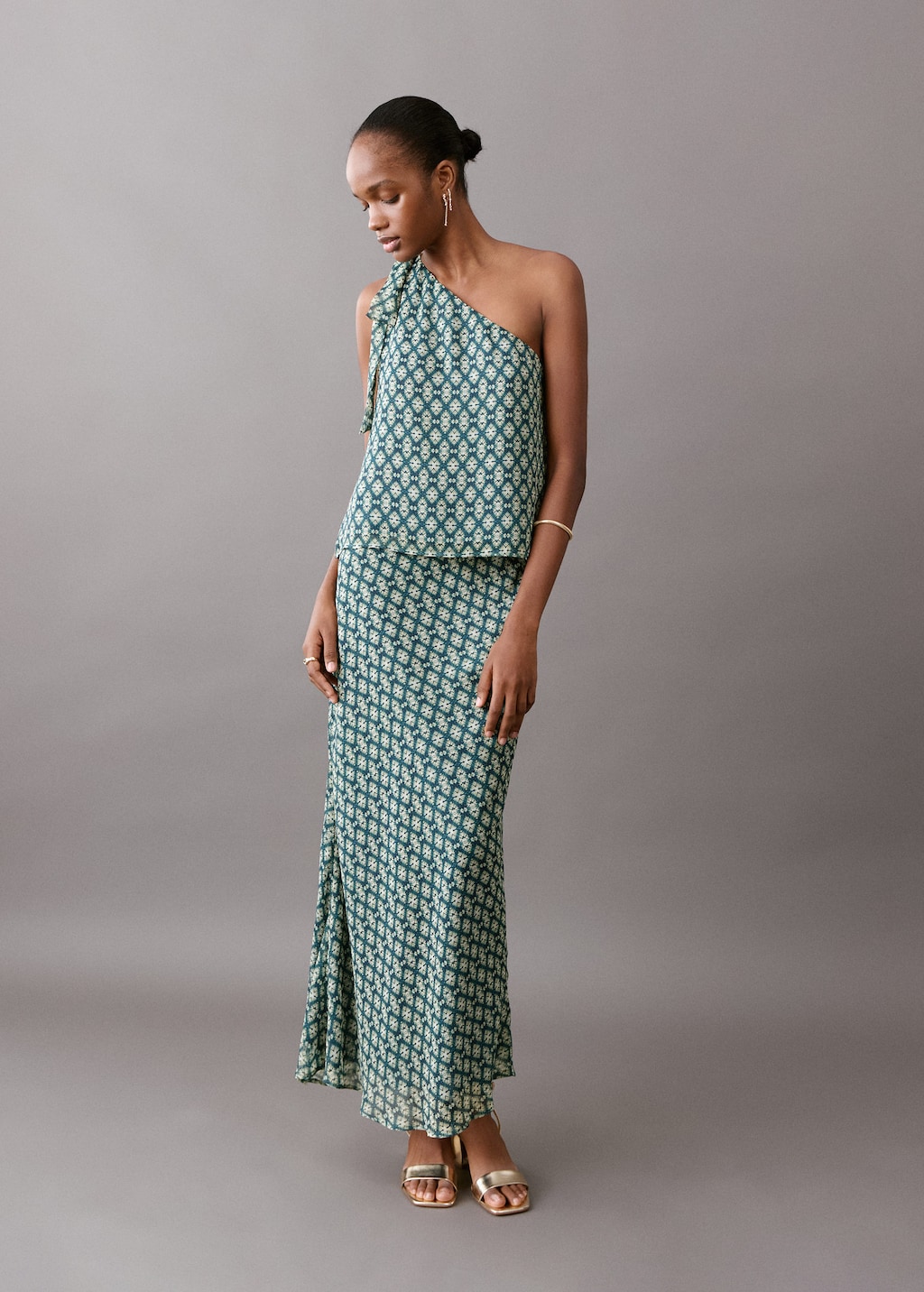 Mango Blouse Asymétrique Col Noué Bleu Pétrole - Fille - Xxs -  Teen In Green