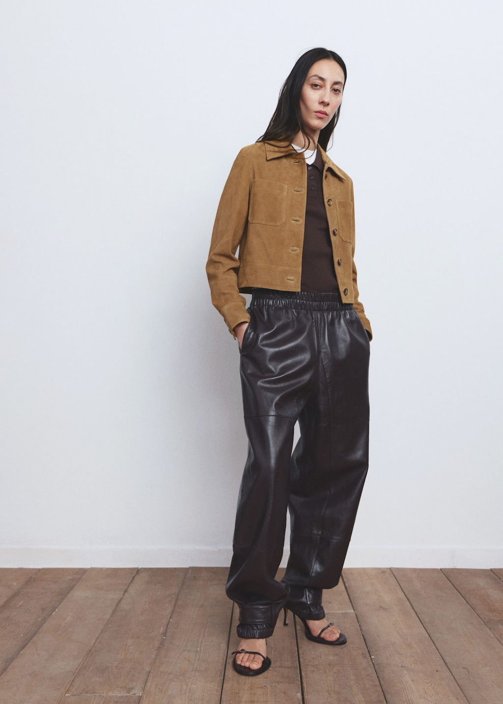 Mango Veste Daim Boutons Ocre - Femme - L -  In Brown