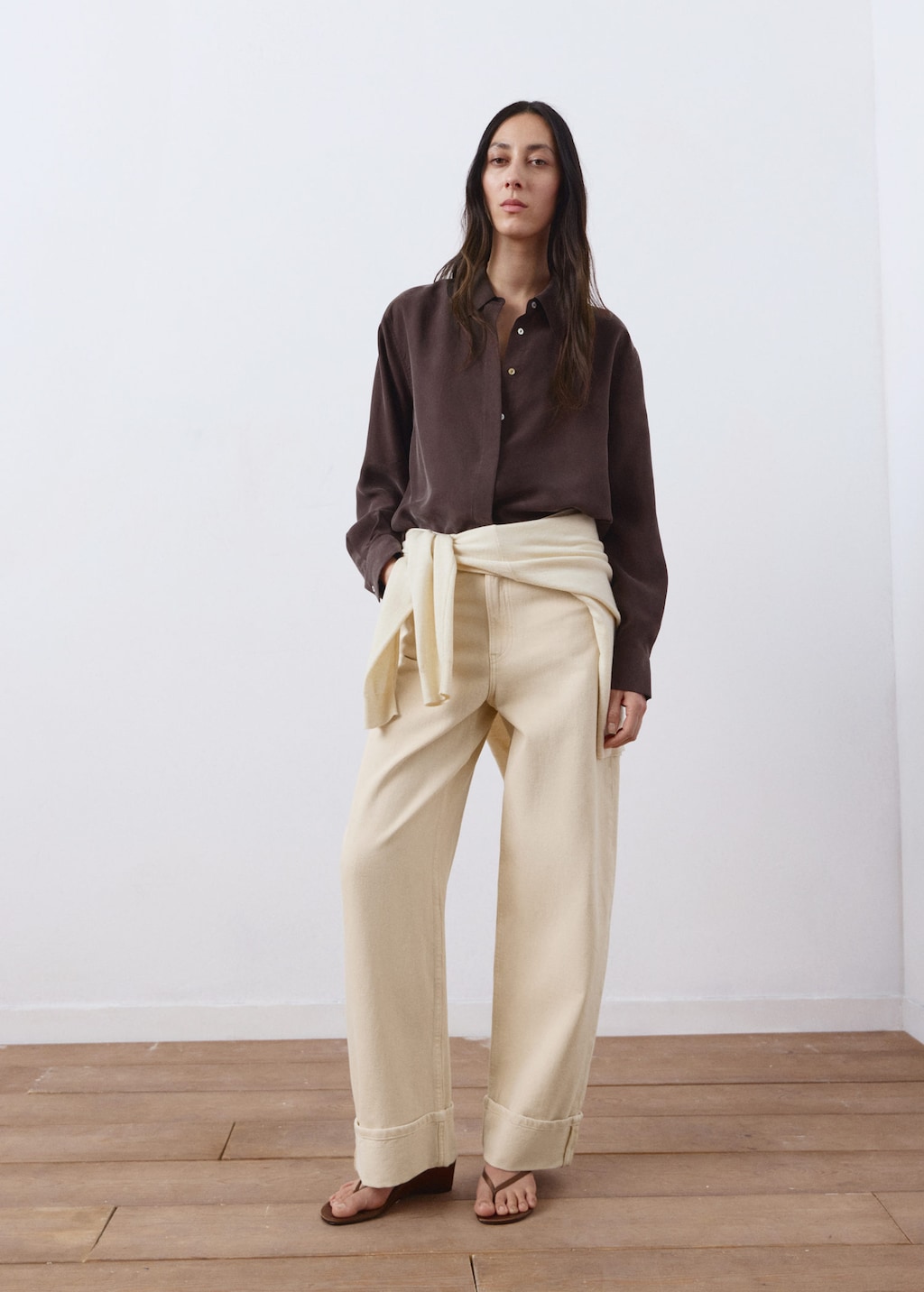 Mango Balloon Jeans With Rolled-up Hem Vanilla In White