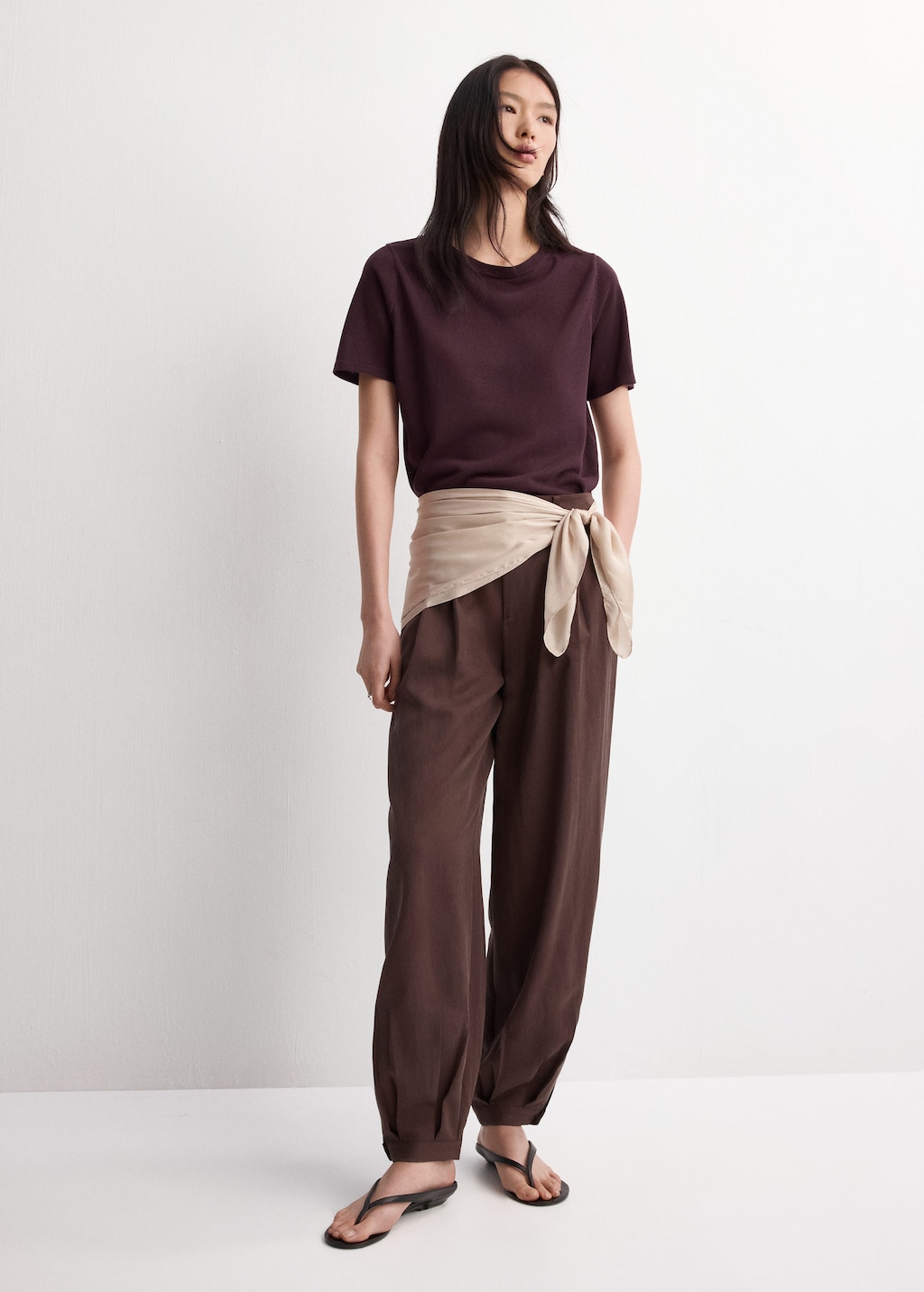 Mango Pull En Maille À Manches Courtes Lie De Vin - Femme - Xl -  In Brown