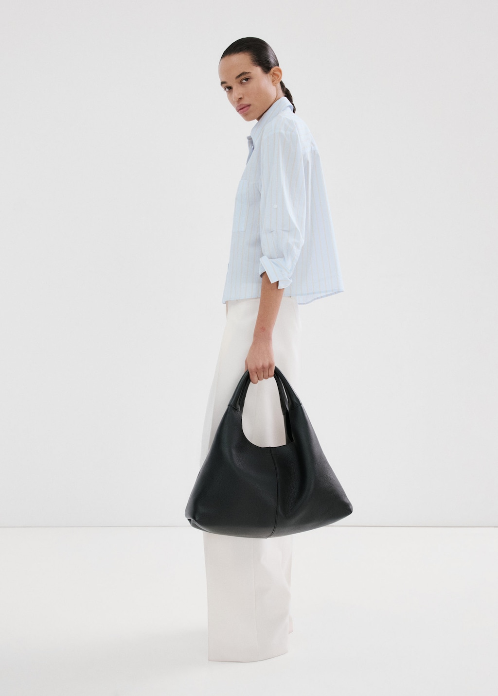 Mango Striped Cotton Shirt In Blue