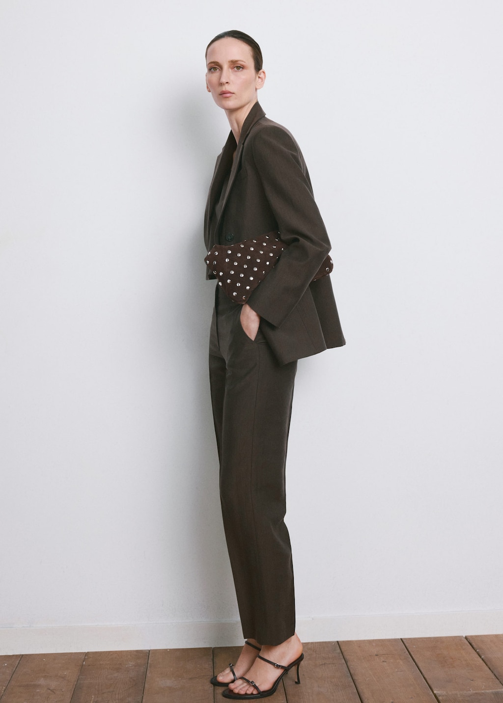 Mango Mid-rise Lyocell Pants Chocolate In Brown