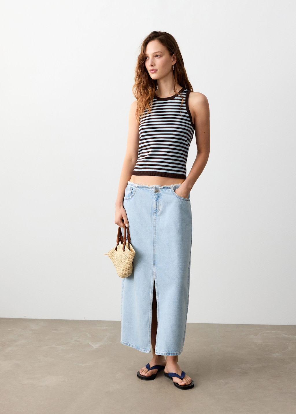 Mango Jupe Midi En Denim Effilochée Bleu Délavé - Fille - Xl -  Teen In Blue