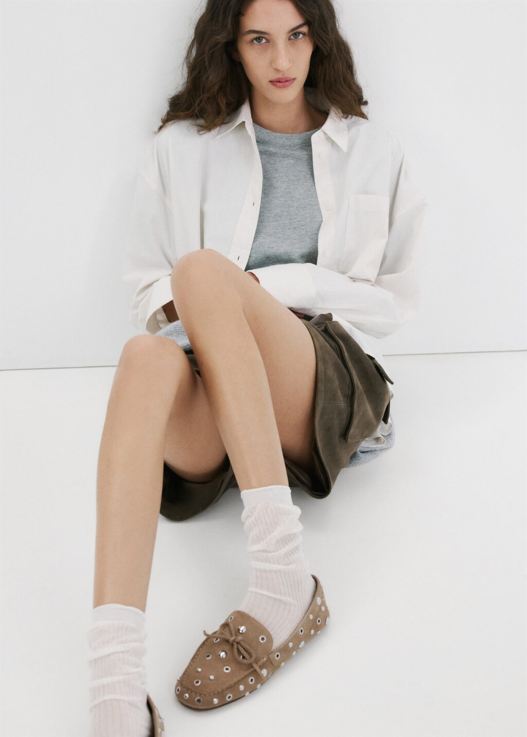 Mango Mocassin En Daim À Aillets Sable - Femme - 40 -  In Brown