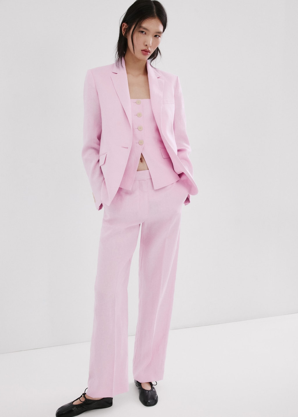 Mango Pantalon De Costume Lin Rose - Femme - 54 -  In Pink