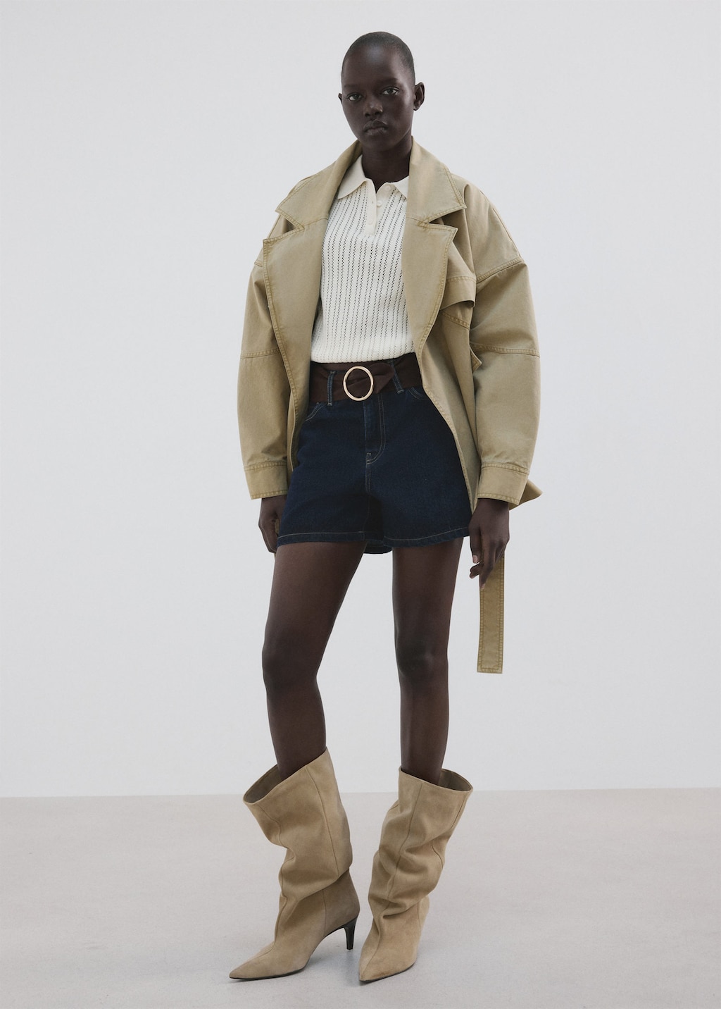 Mango Short En Jean Droit Taille Haute Bleu - Femme - 50 -  In Brown