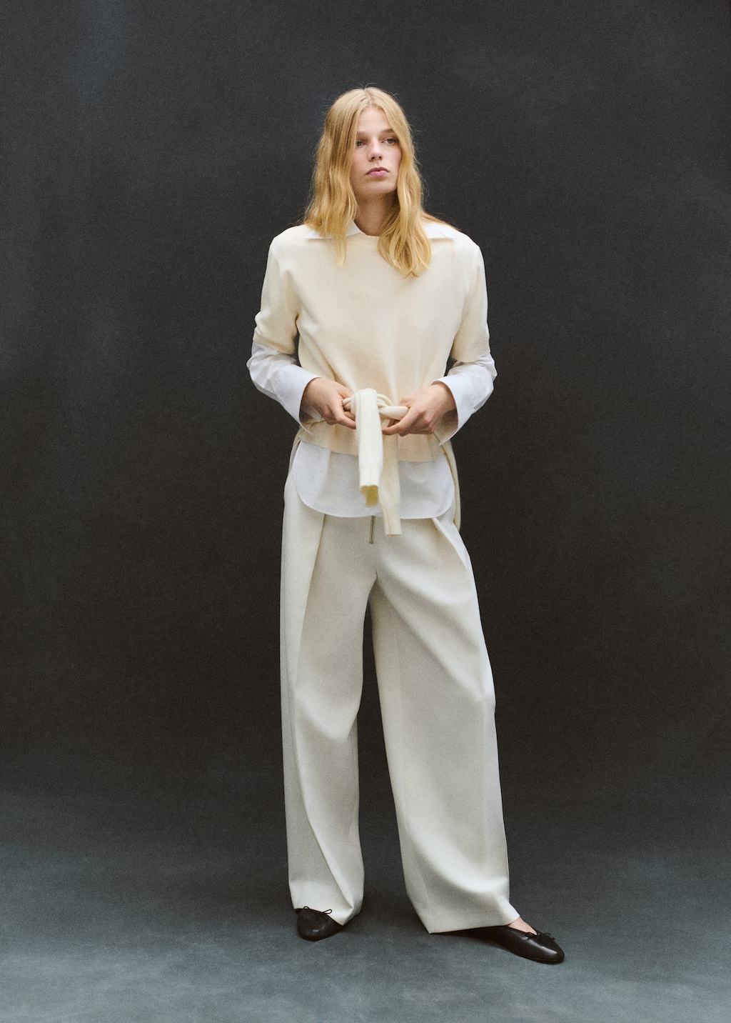 Mango Short-sleeved Wool Sweater Ecru In Neutral