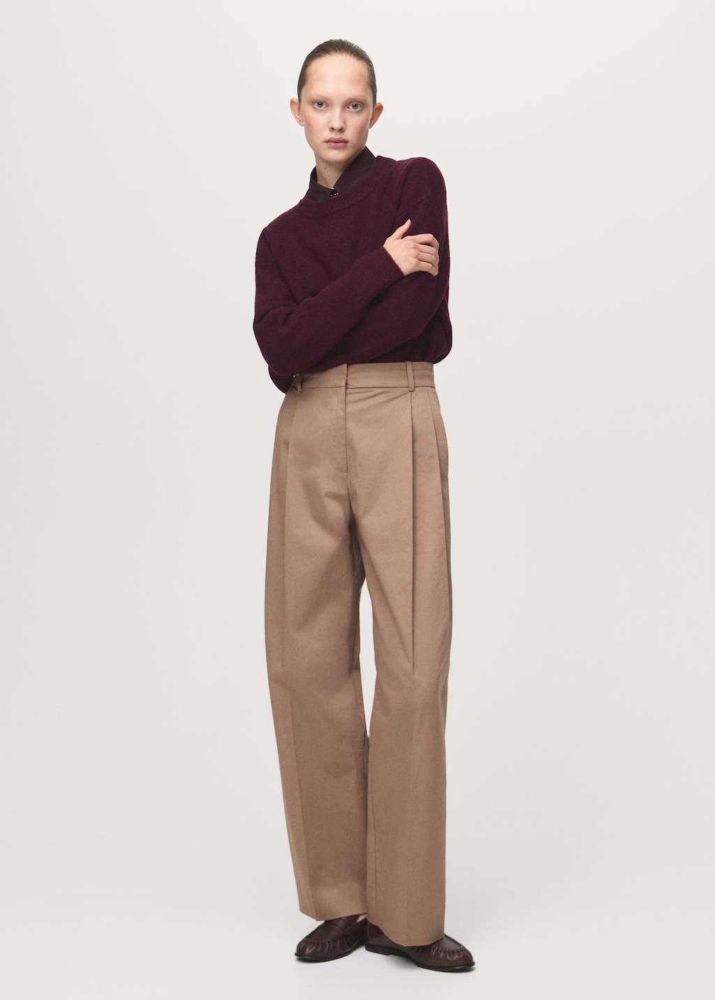 Mango Medium-knit Sweater Maroon In Burgundy