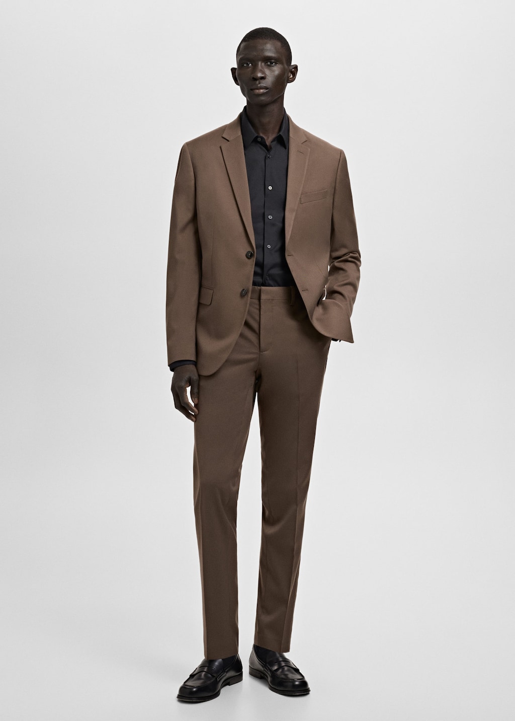 Mango Man Slim Fit Cotton Suit Shirt In Brown