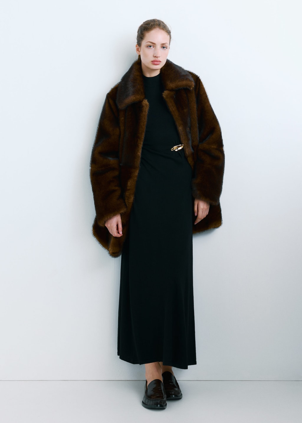 Mango Knitted Dress With Metal Detail Black