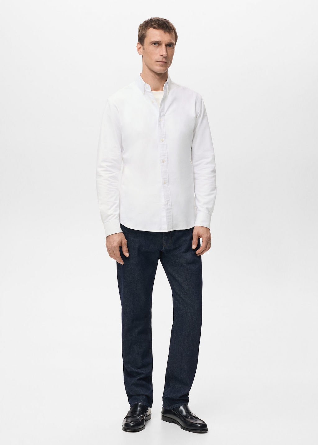 Mango Man 100% Cotton Oxford Shirt White