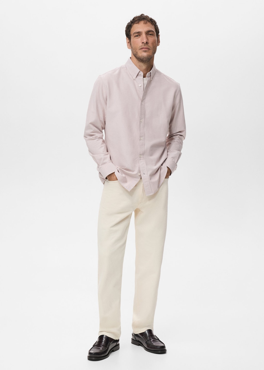 Mango Man Chemise 100 % Coton Oxford Rose Pâle - Homme - Xl -  In Pink