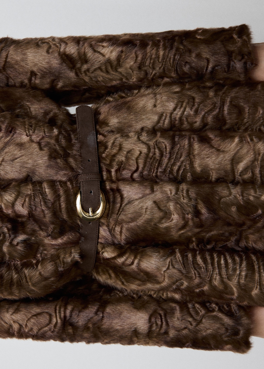 Mango Ceinture Cuir Boucle Ovale Chocolat - Femme - L -  In Brown