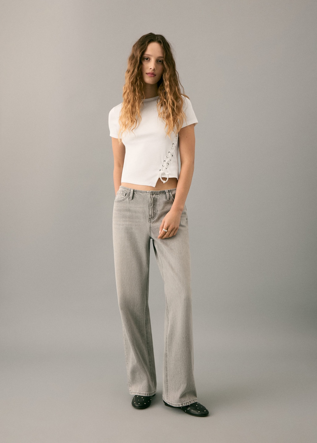 Mango Teen Braided T-shirt With Drawstring Off White