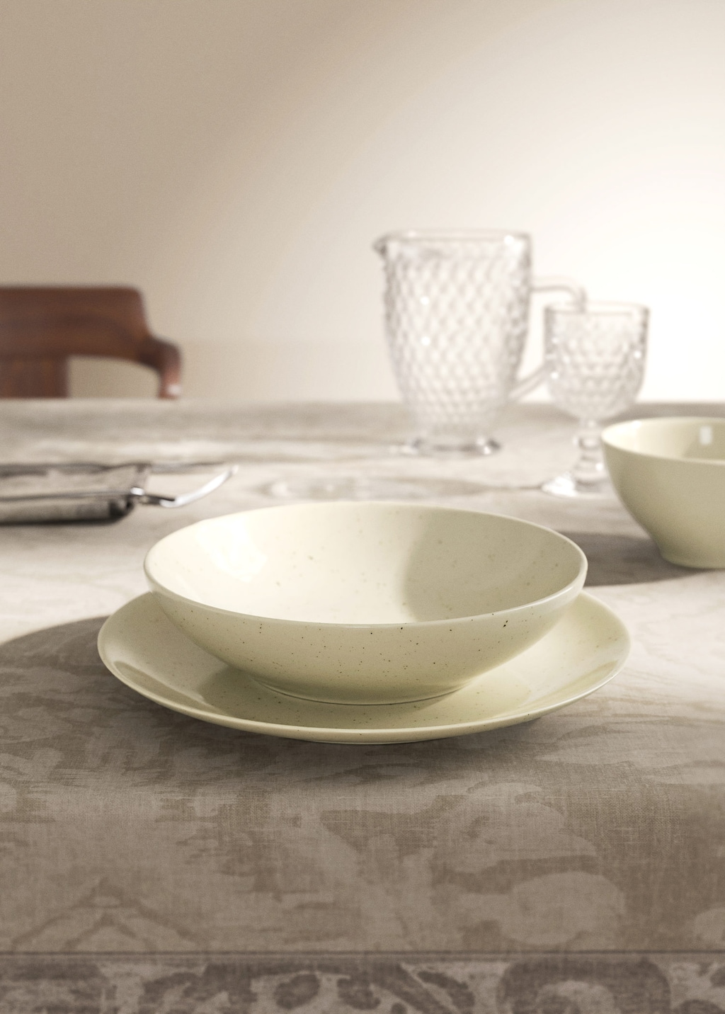 Mango Deep Stoneware Plate With Spots Off White