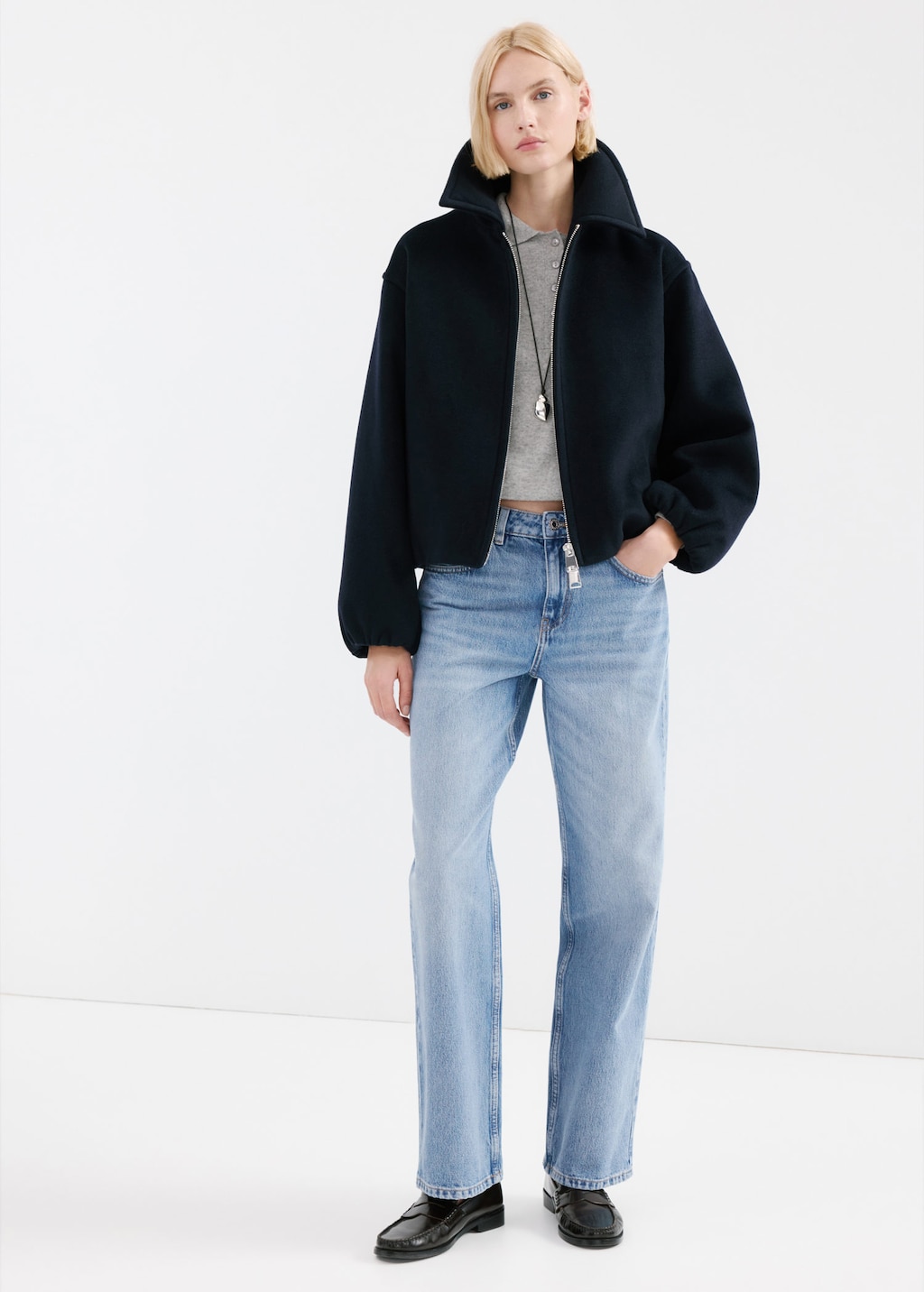 Mango Straight Low-waist Jeans Medium Blue