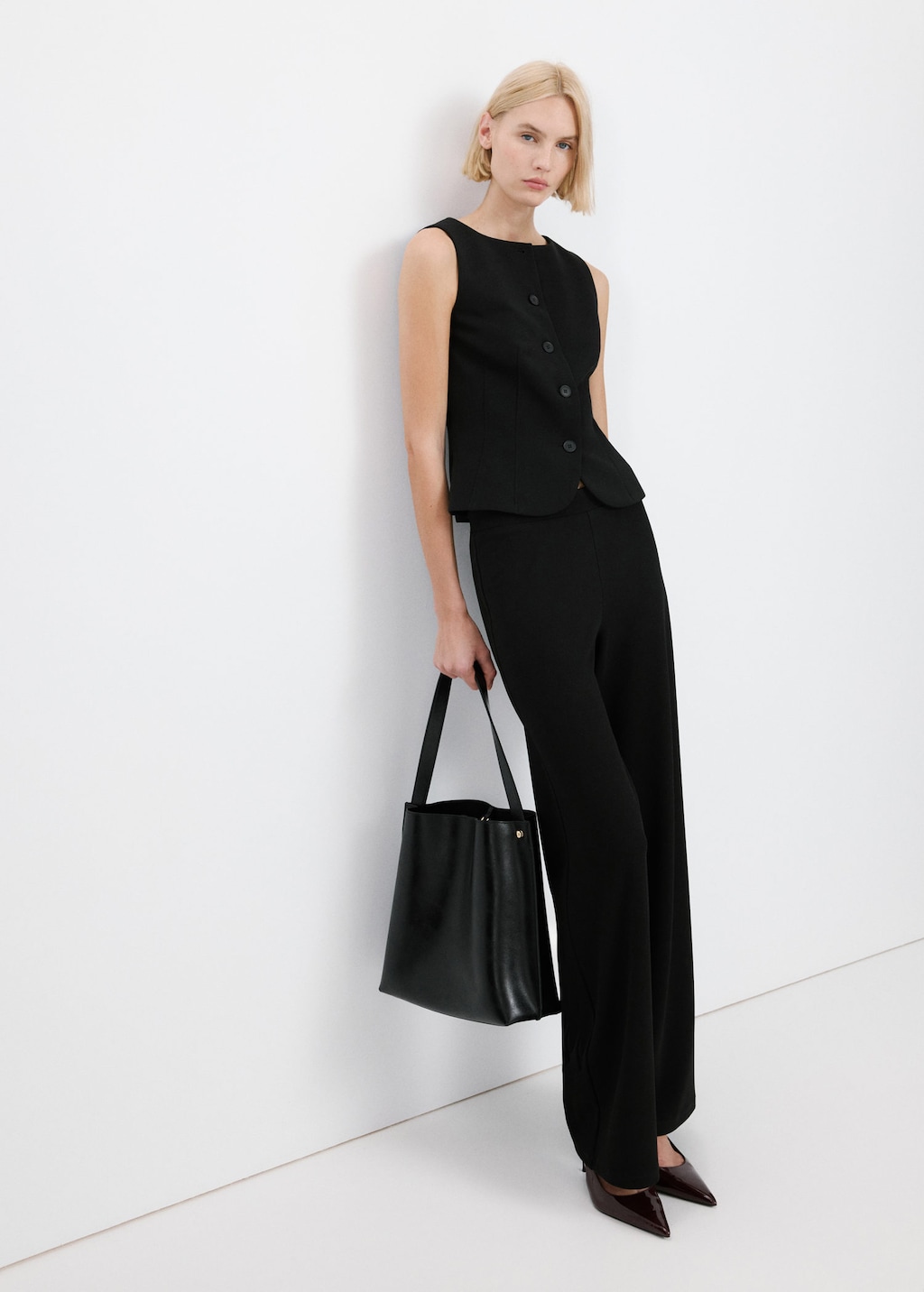 Mango Suit Waistcoat With Buttons Black