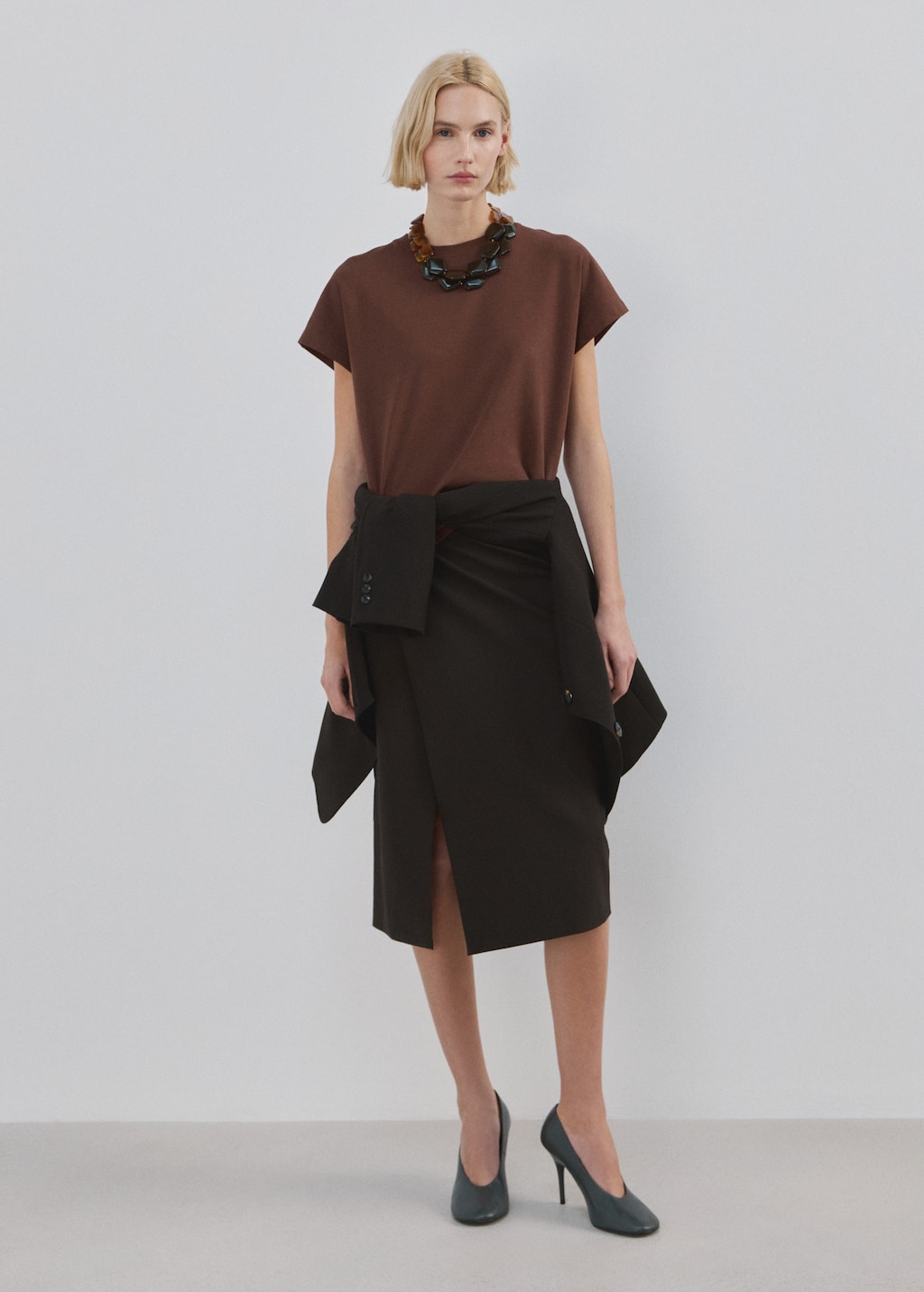 Mango Short-sleeved Cotton T-shirt Russet In Brown