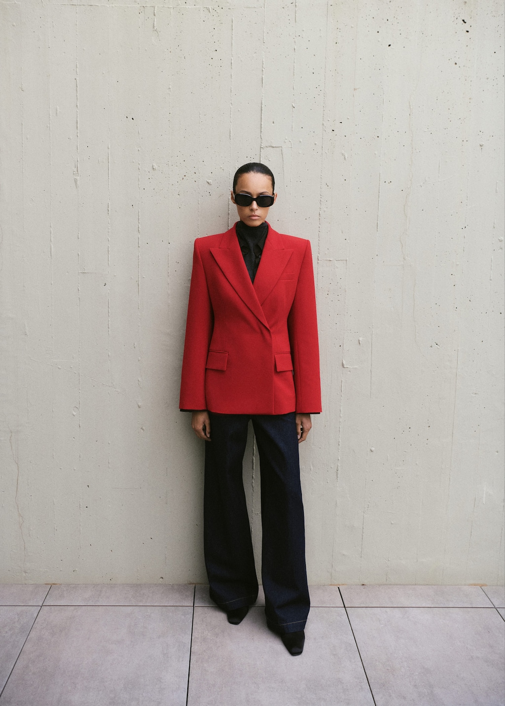 Mango Fitted Double-breasted Blazer Red