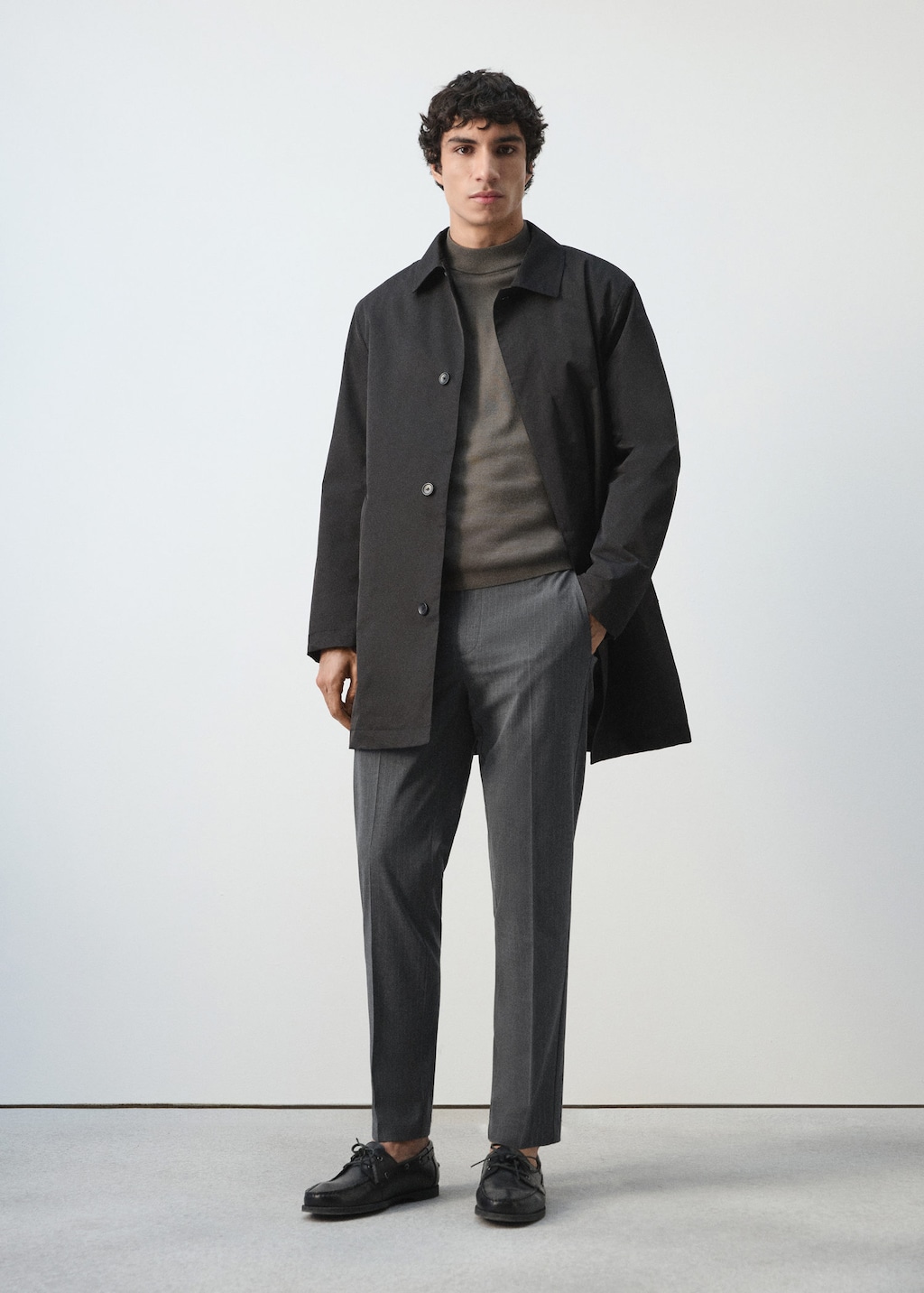 Mango Slim-fit Trousers With Elastic Waist Grey In Gray