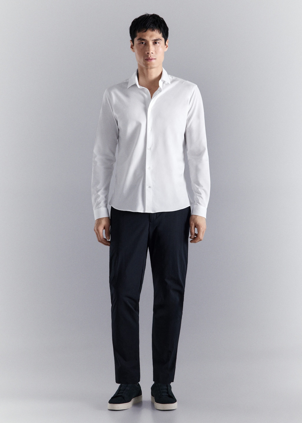 Mango Comfort Stretch Non-iron Slim-fit Cotton Shirt In White