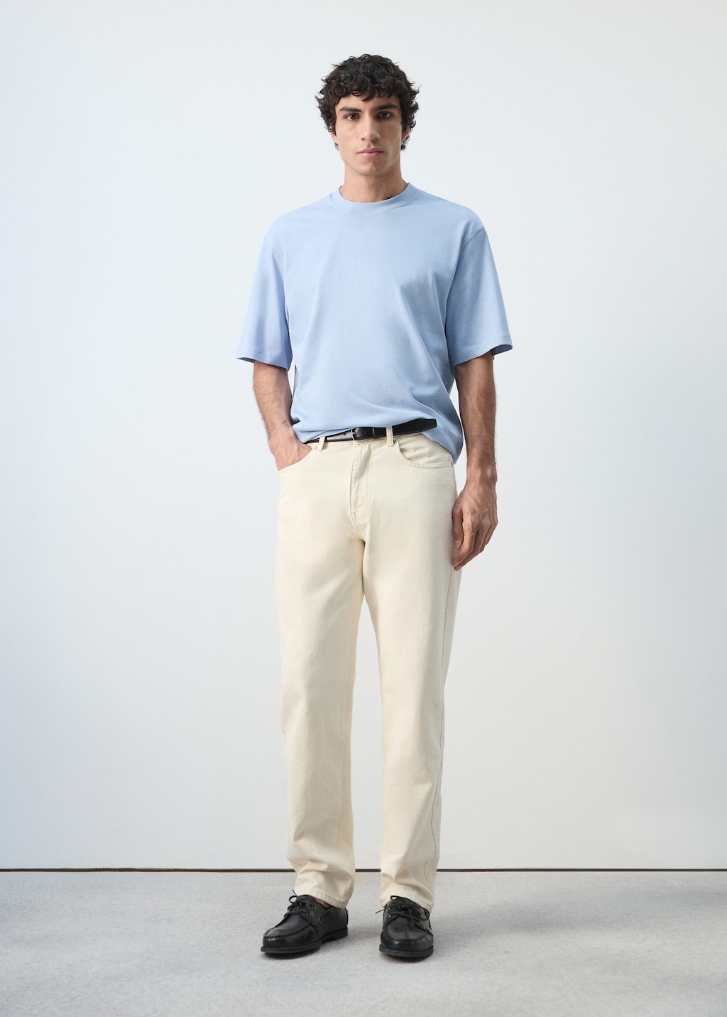 Mango Heavyweight Relaxed-fit T-shirt In Sky Blue