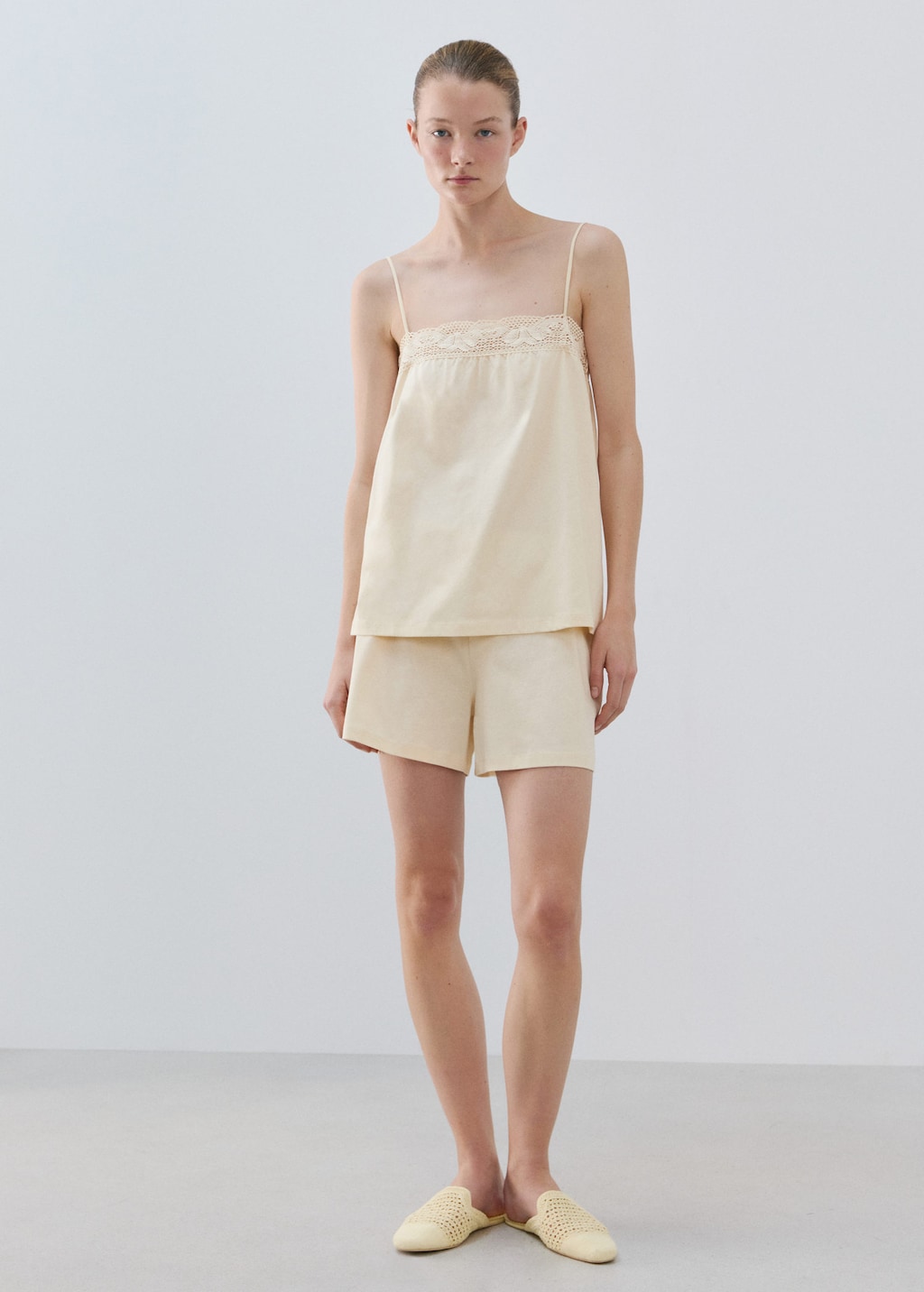 Mango Short Coton Jaune Pastel - Femme - L -  In Yellow