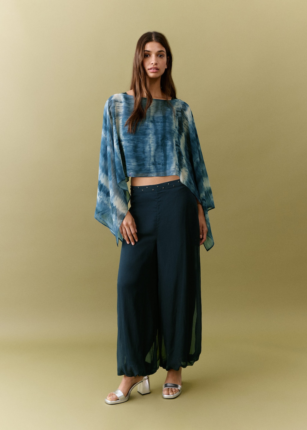 Mango Blouse Cape Tie And Dye Bleu Marine - Fille - Taille Unique - Teen In Blue