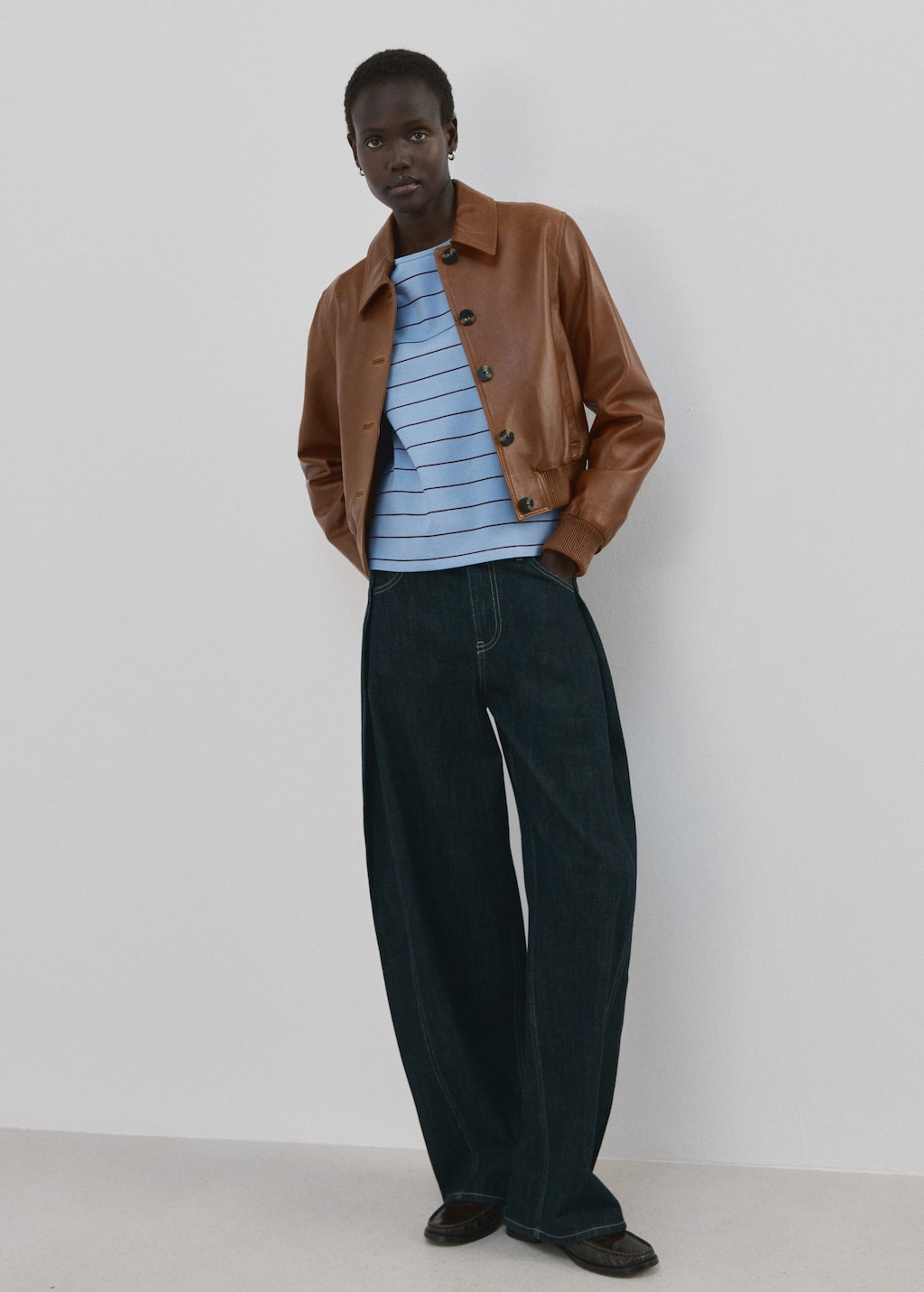 Mango Striped Cotton T-shirt Blue