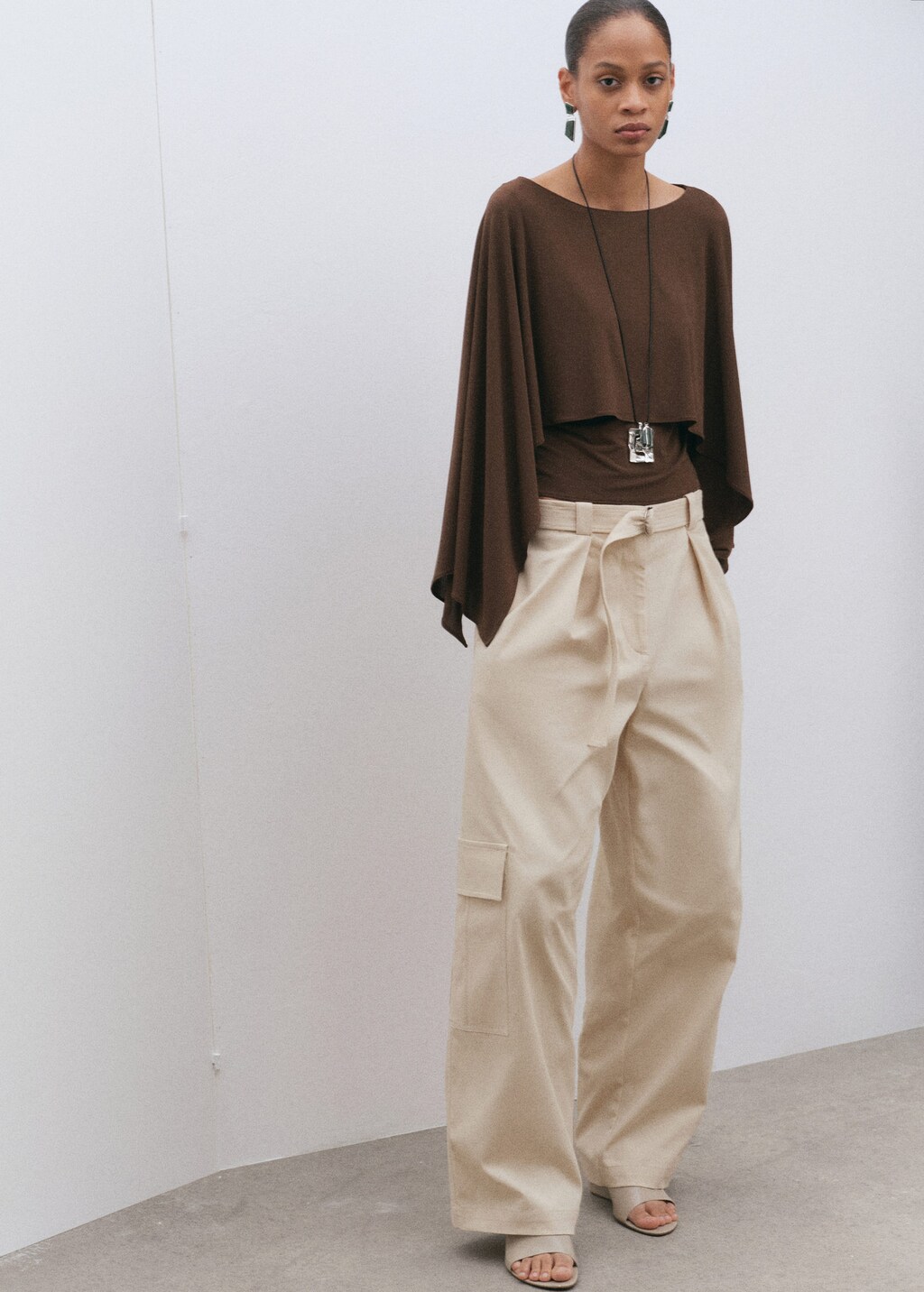 Mango Chemisier Manches Trois-quarts Marron - Femme - L -  In Brown