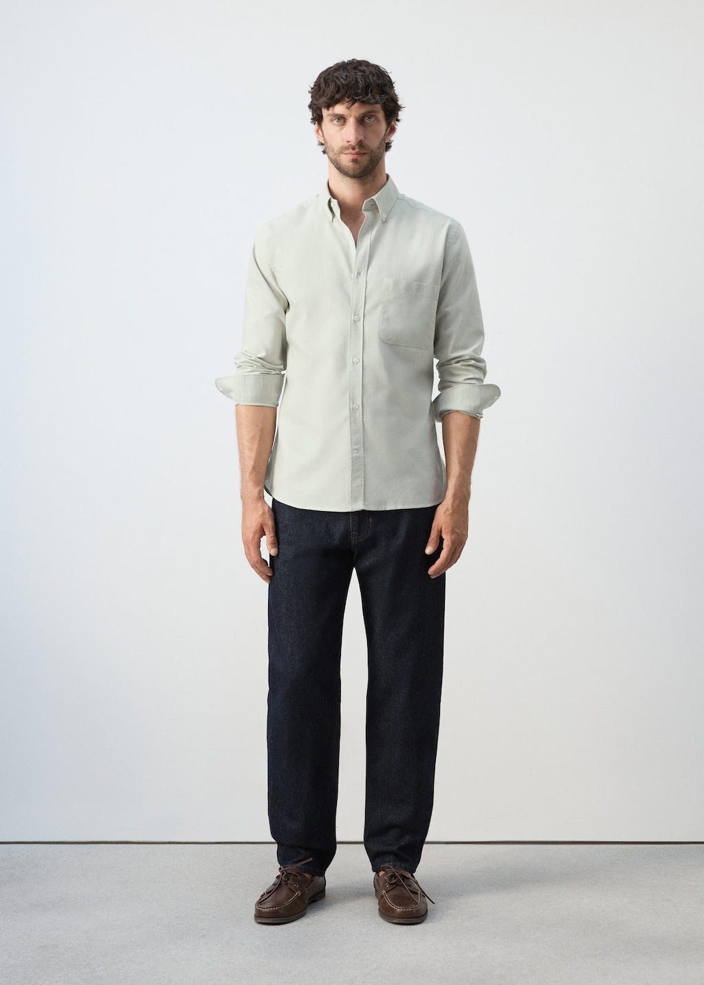 Mango Regular-fit Lightweight 100% Cotton Oxford Shirt In Pastel Green