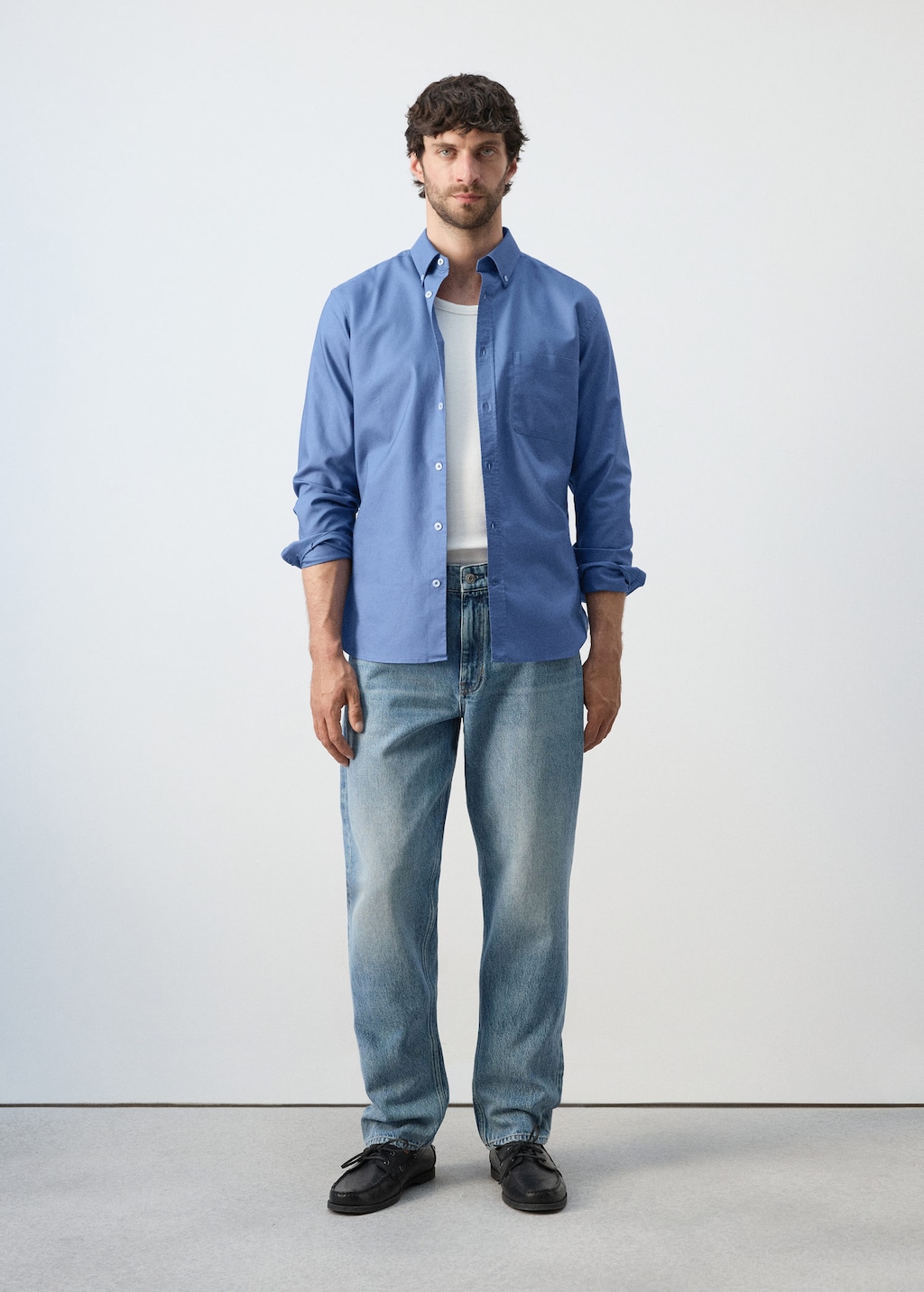 Mango Regular-fit Lightweight 100% Cotton Oxford Shirt In Ink Blue