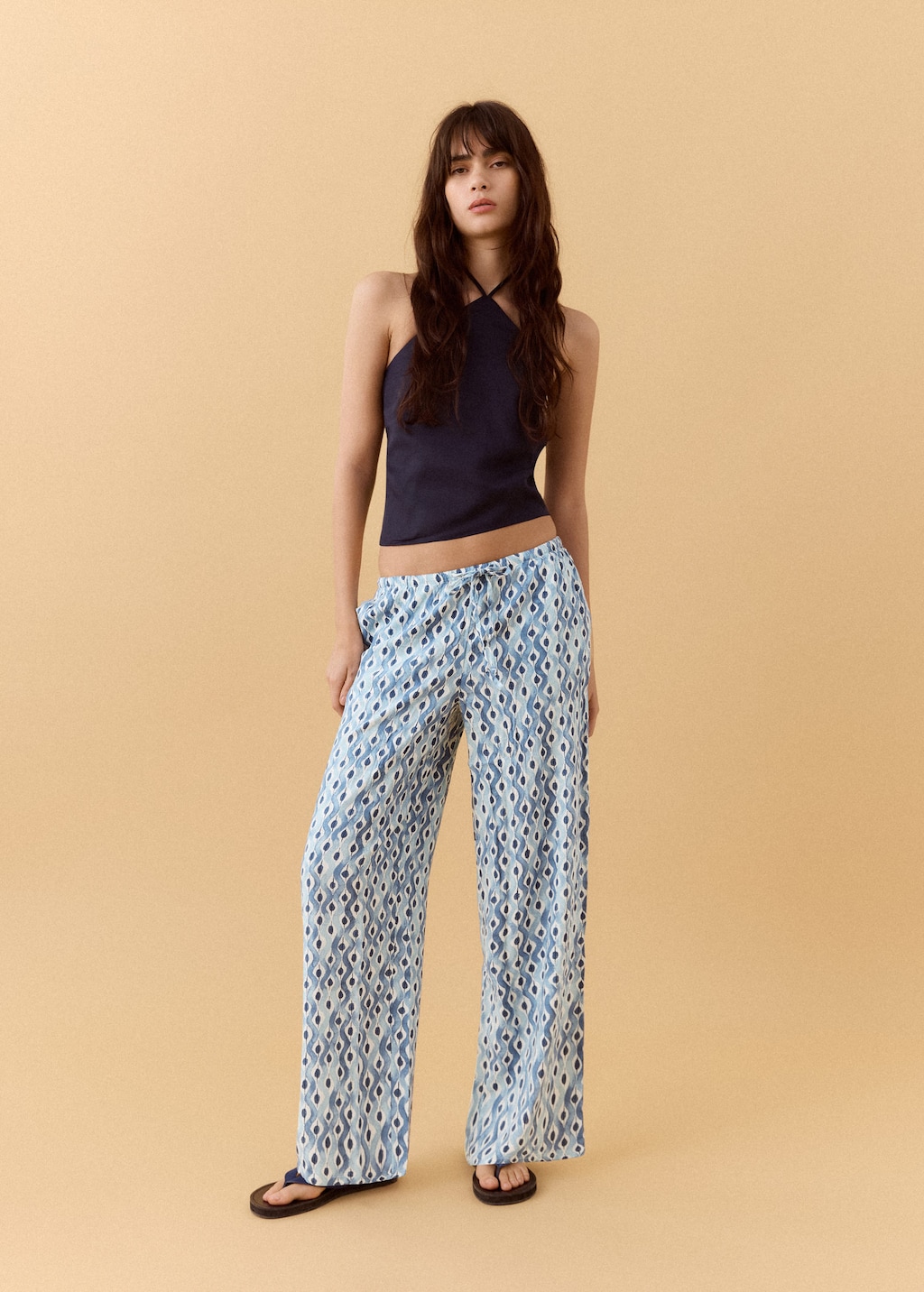 Mango Pantalon Fluide Imprimé Bleu Ciel - Fille - L -  Teen In Blue
