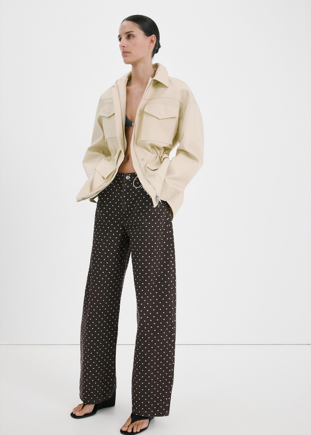 Mango Jean Balloon À Pois Chocolat - Femme - 44 -  In Neutral