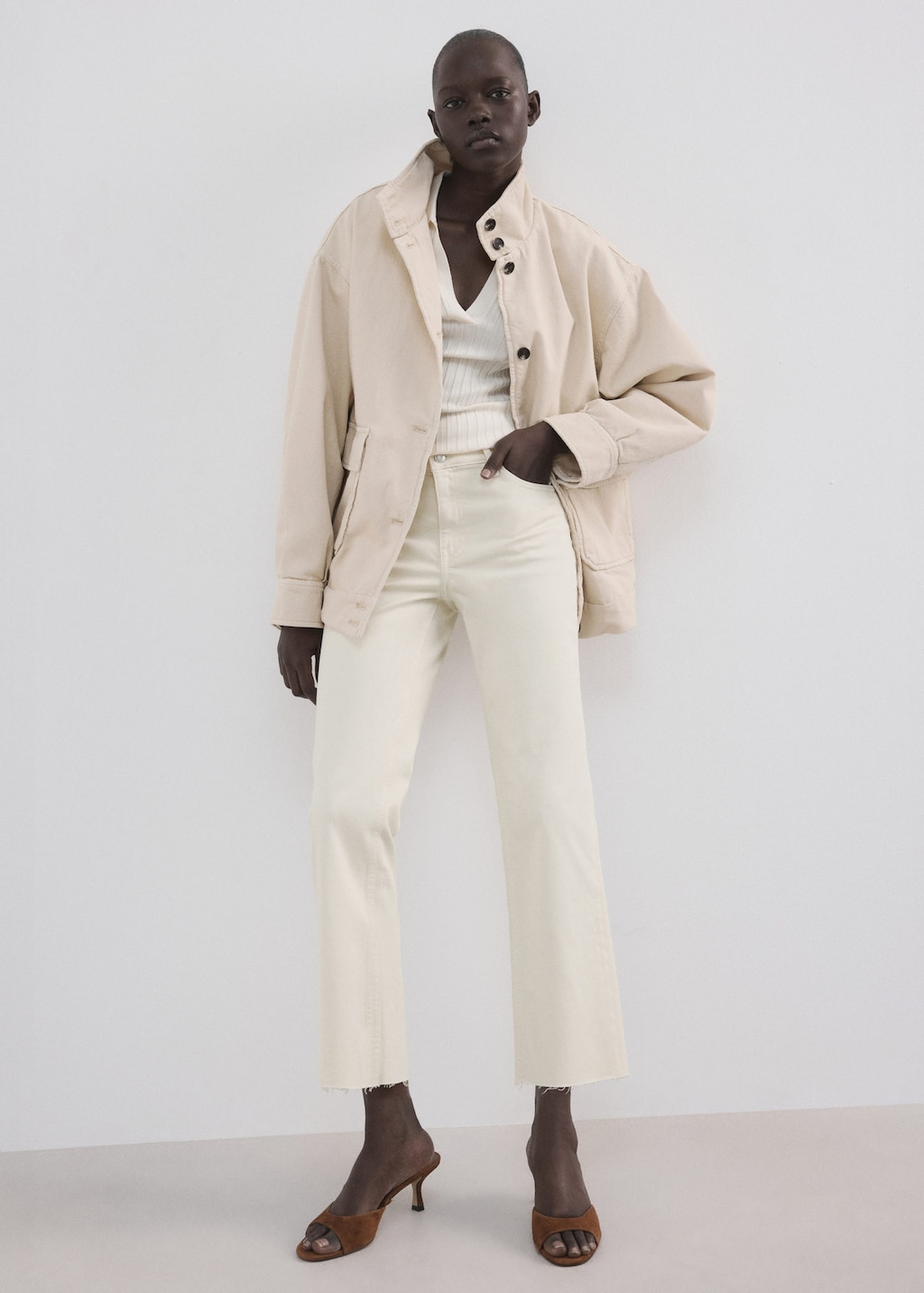 Mango Jean Flare Taille Mi-haute Écru - Femme - 46 -  In Neutral