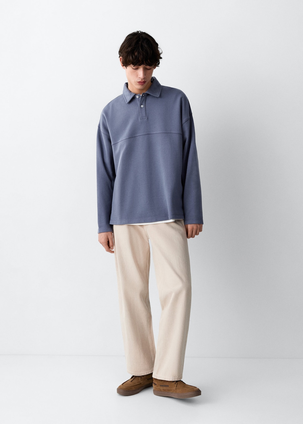 Mango Polo-neck Sweatshirt In Blue