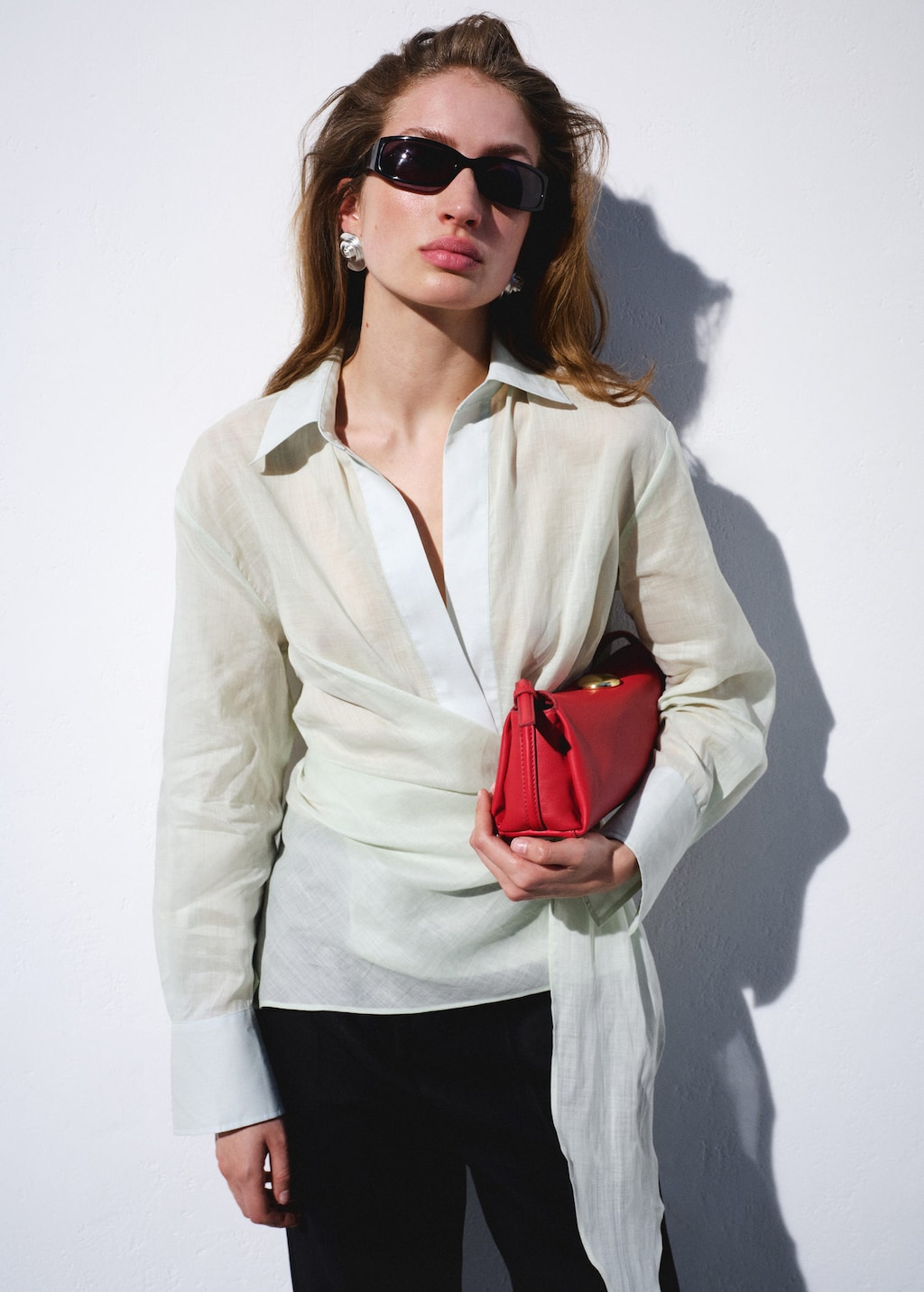 Mango Sac À Épaule En Cuir Détail Métallique Rouge - Femme - Taille Unique -  In Red