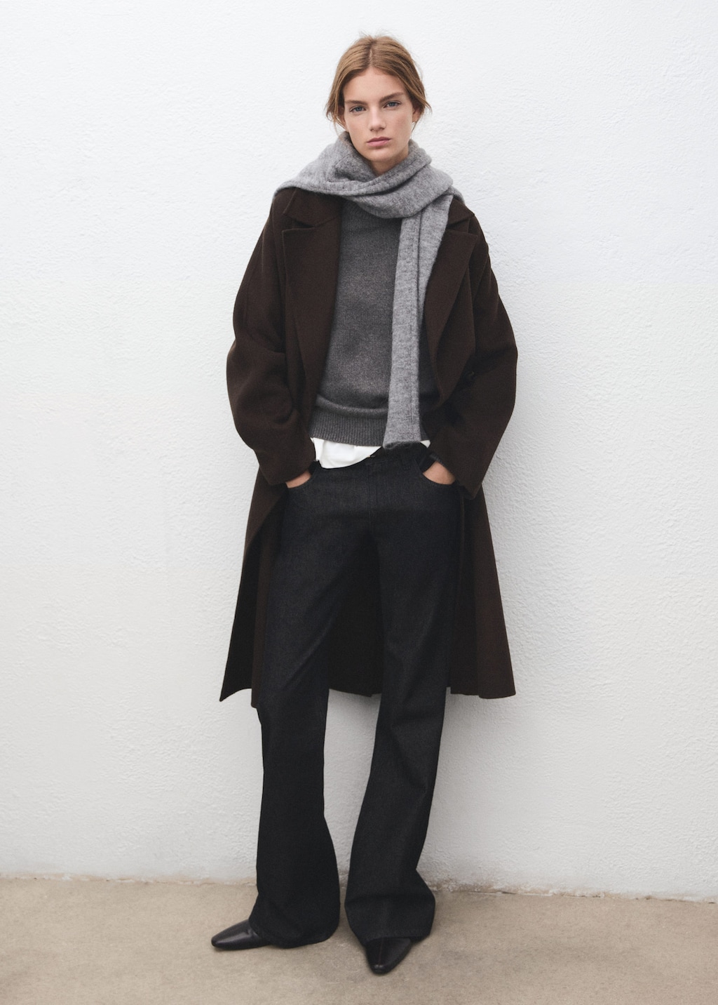 Mango Handmade Oversized Wool Coat In Black