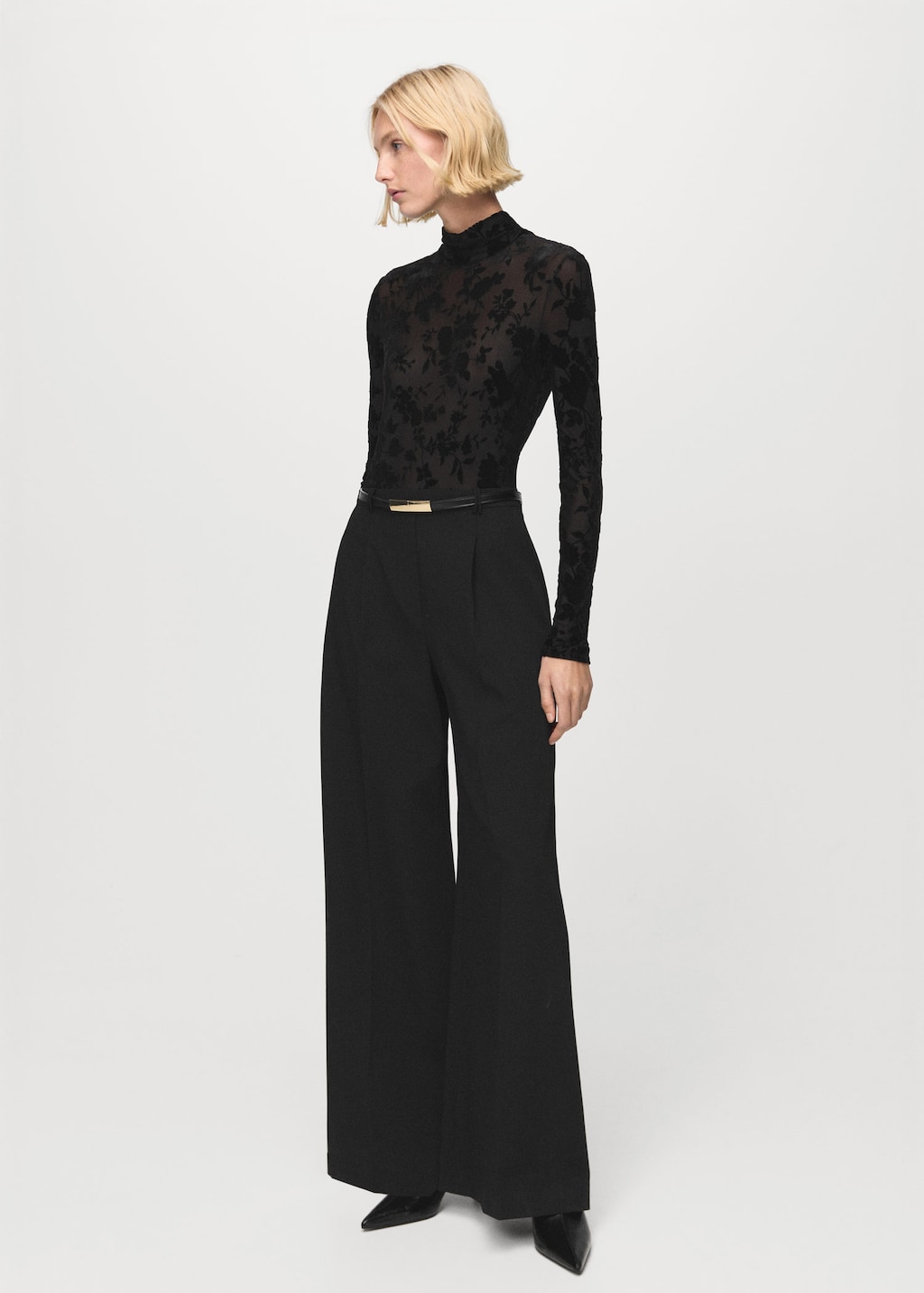 Mango Jacquard Jumpsuit Black