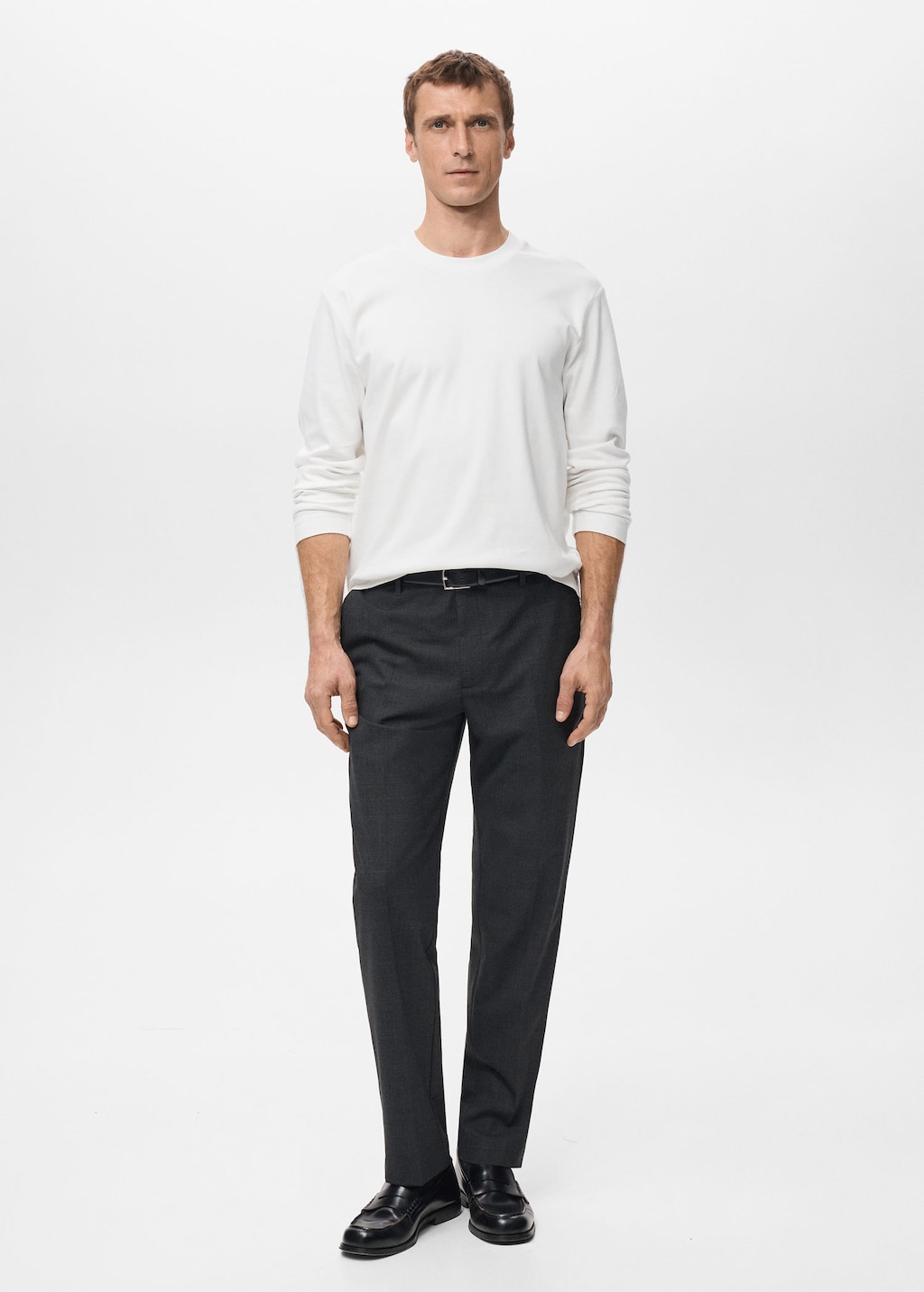 Mango Man Long Sleeve Regular Fit T-shirt White In Multi