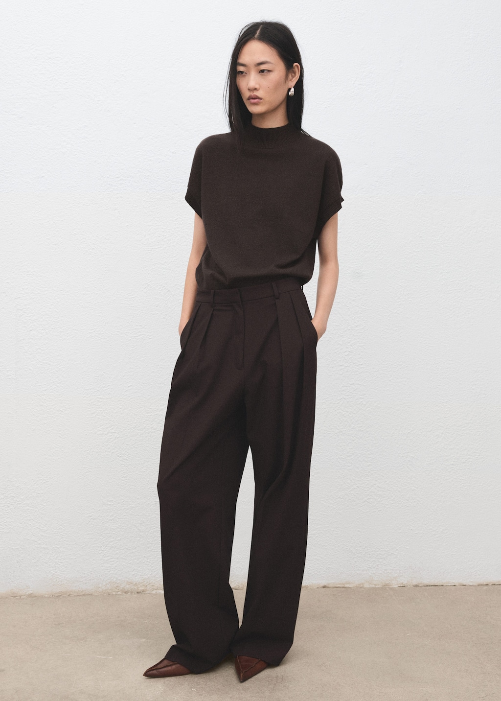 Mango Pull-over Lurex Manches Courtes Chocolat - Femme - Xl -  In Brown