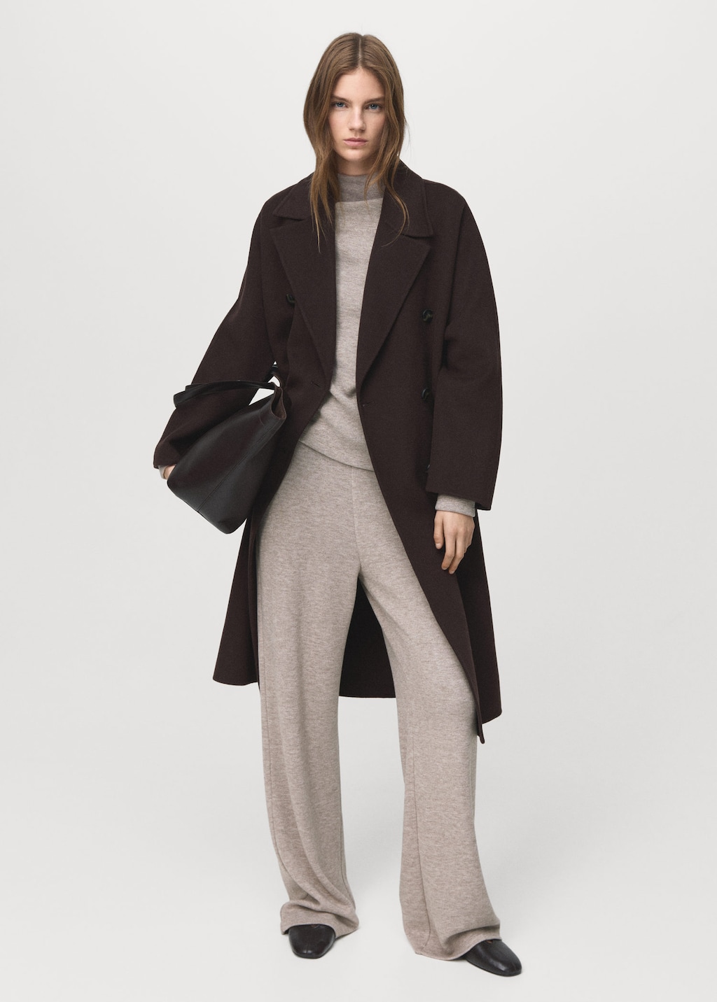 Mango Straight-fit Trousers With Elastic Waist Medium Brown