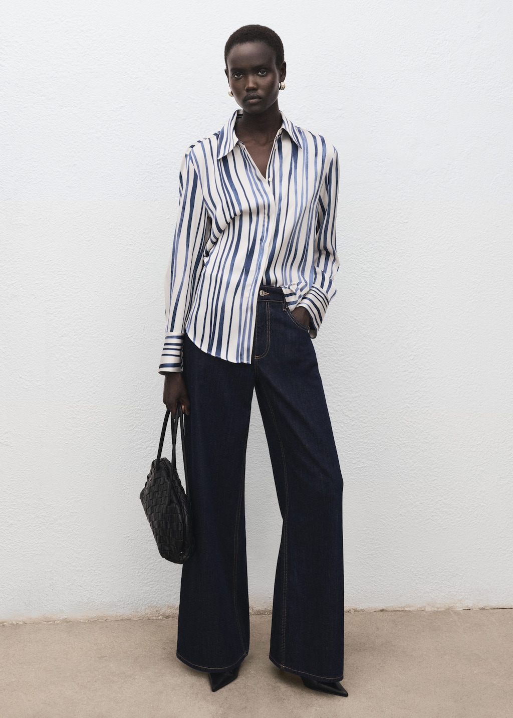 Mango Chemise Fluide Imprimée Bleu Marine - Femme - L -  In Blue