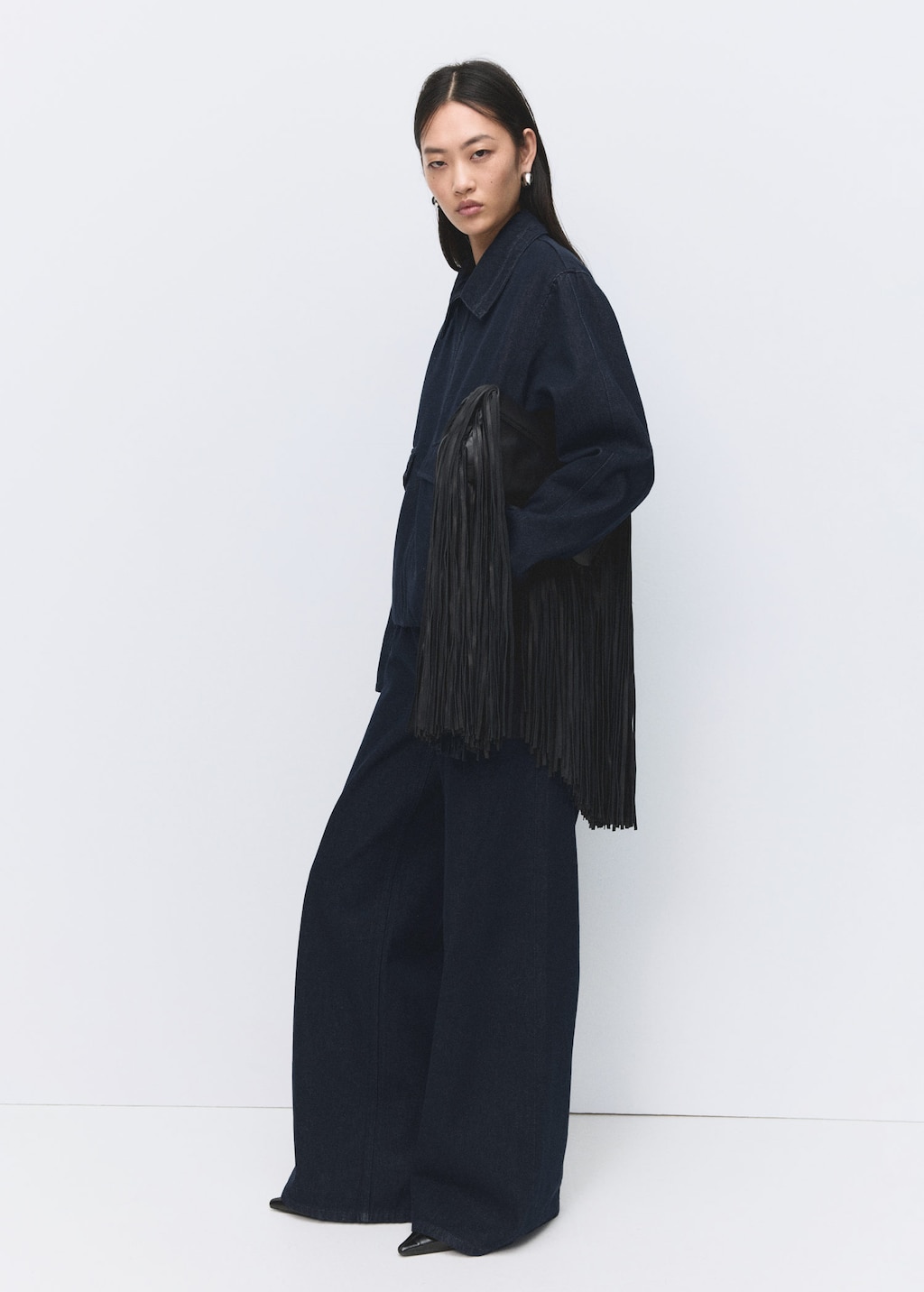 Mango High-rise Wide Leg Rinse-wash Jeans Open Blue