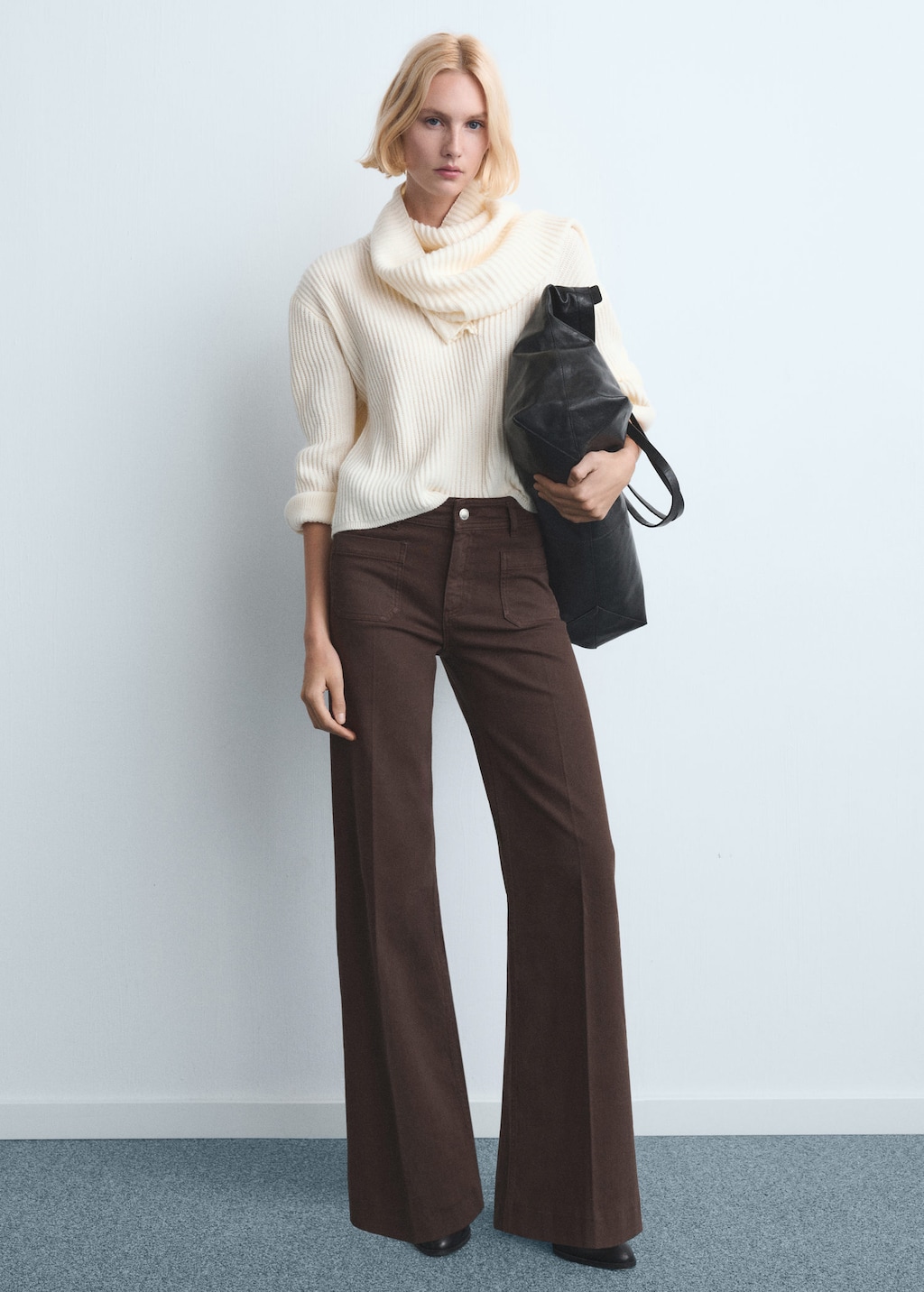 Mango Wide-leg Jeans With Pockets In Brown