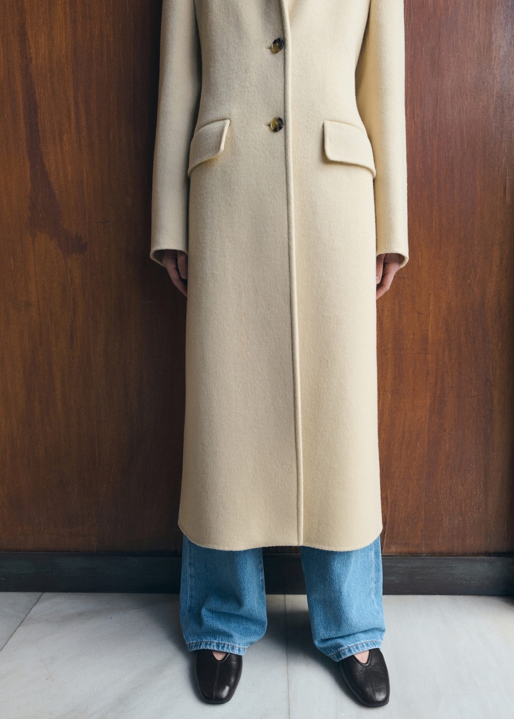 Mango Leather Flat Shoes Chocolate In Multi