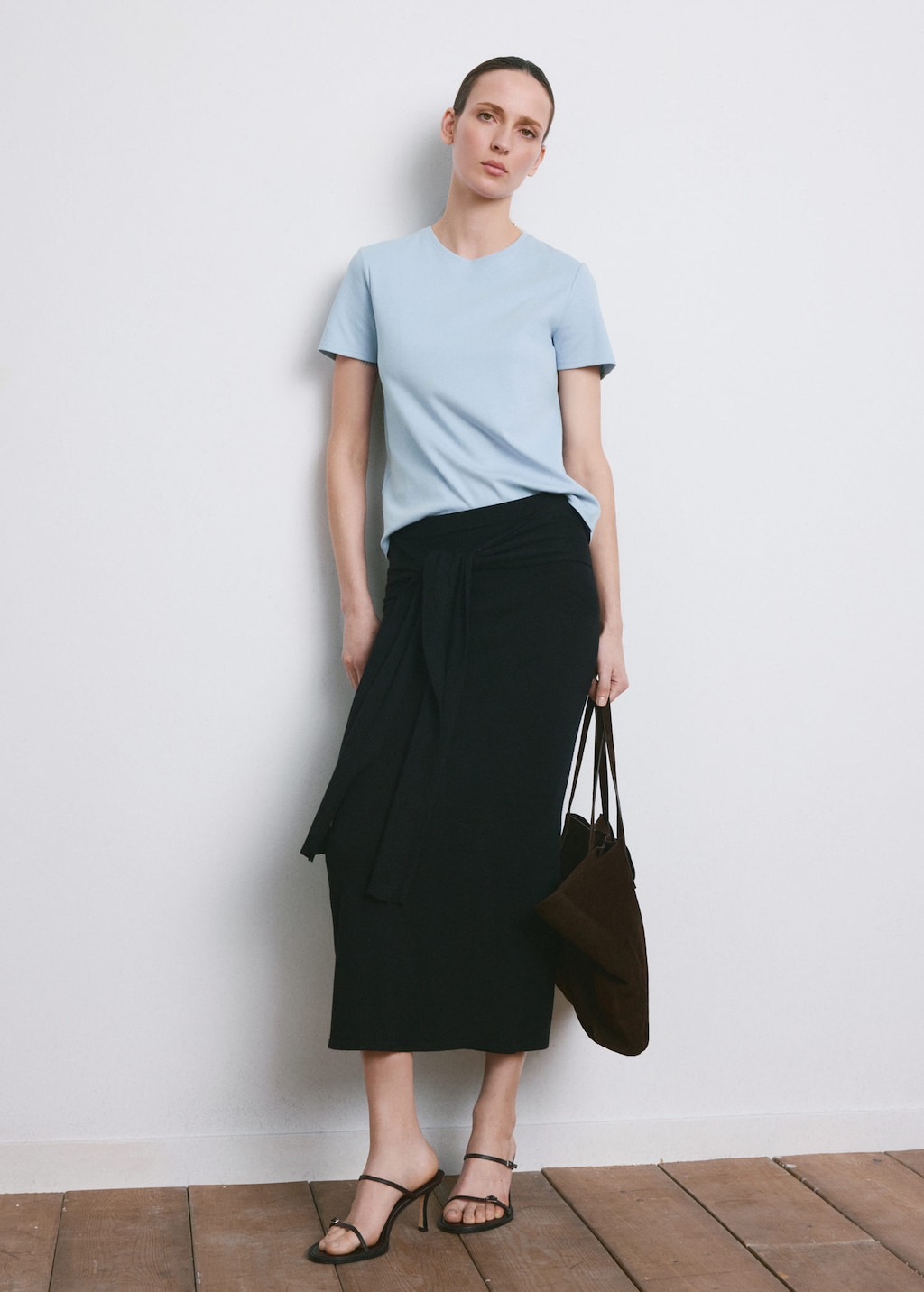 Mango T-shirt Coton Manches Courtes Bleu Ciel - Femme - 4xl - In Blue