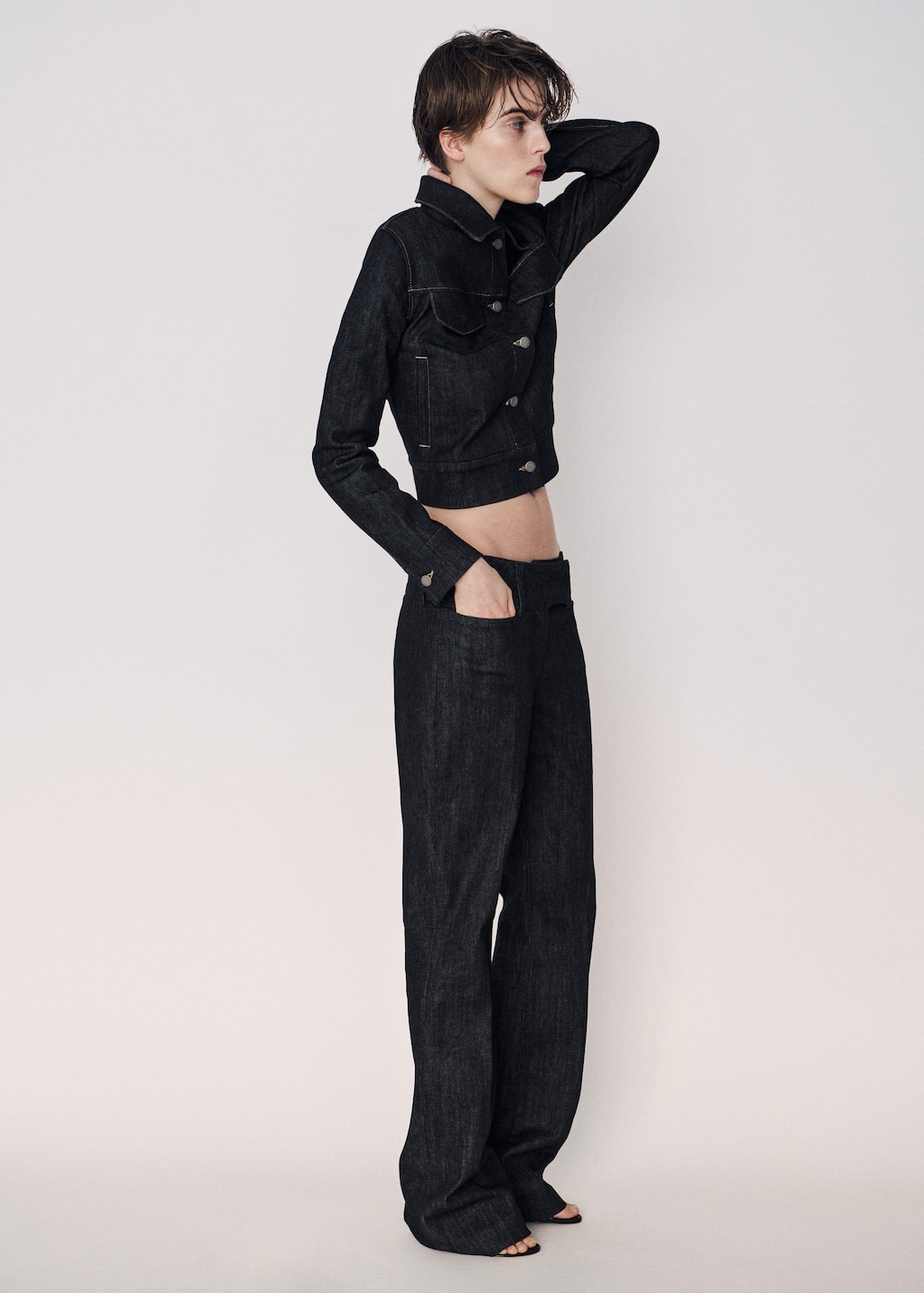Mango Mid-rise Flared Jeans Black In Black