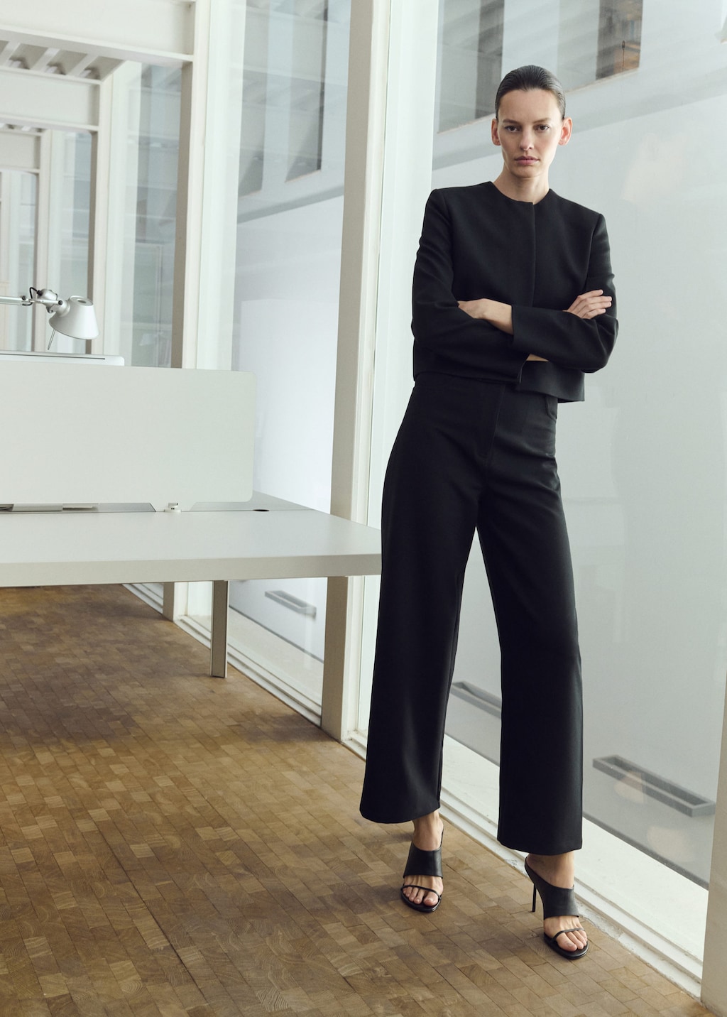 Mango Mid-rise Suit Trousers Black