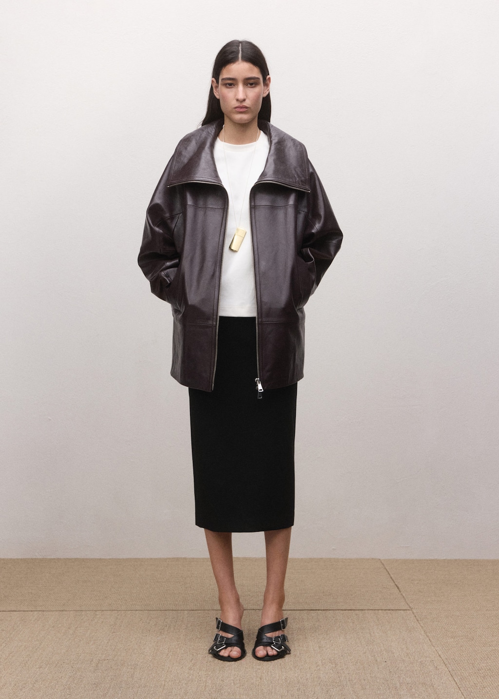 Mango Wool-blend Midi-skirt Black In Brown